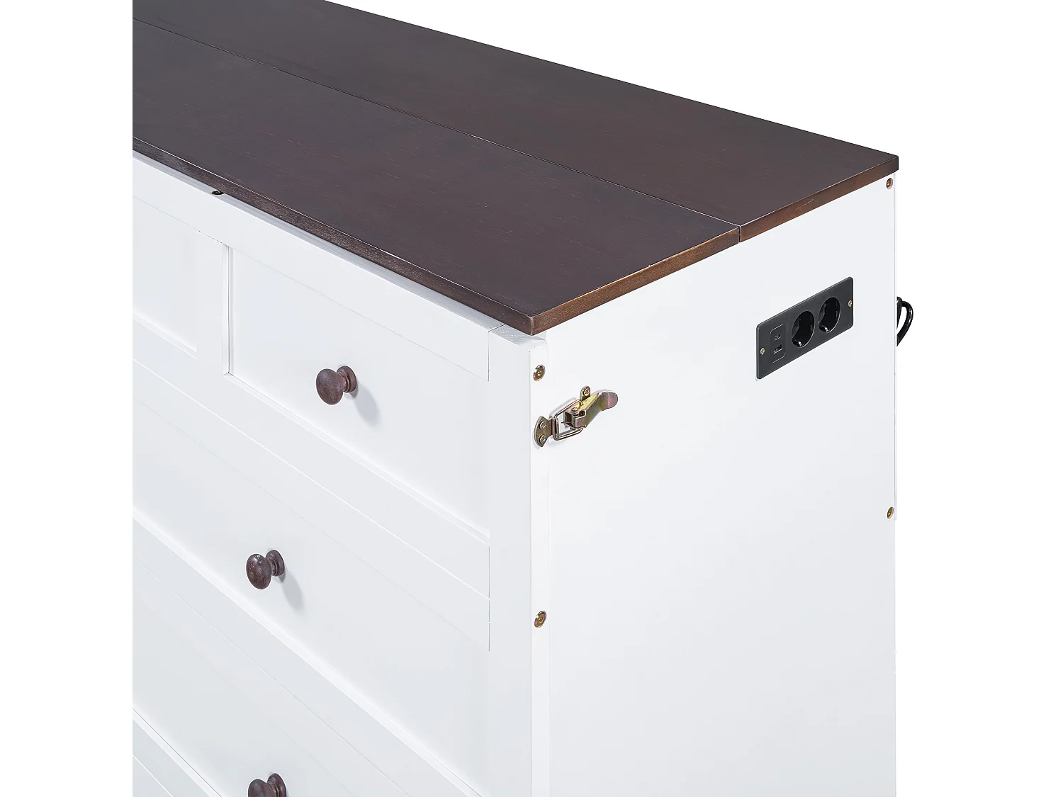 Cama retrátil em madeira 140x200 cm - com tomadas USB e arrumação - Branco