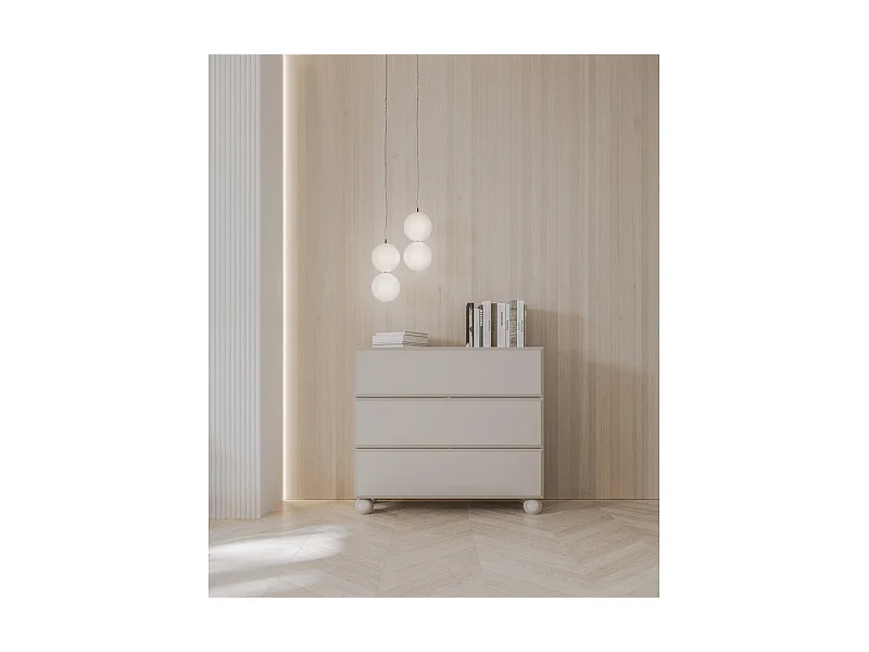 Kommode auf Kugelfüßen - 3 Schubladen - Beige - 100 cm - CHOCOLATED