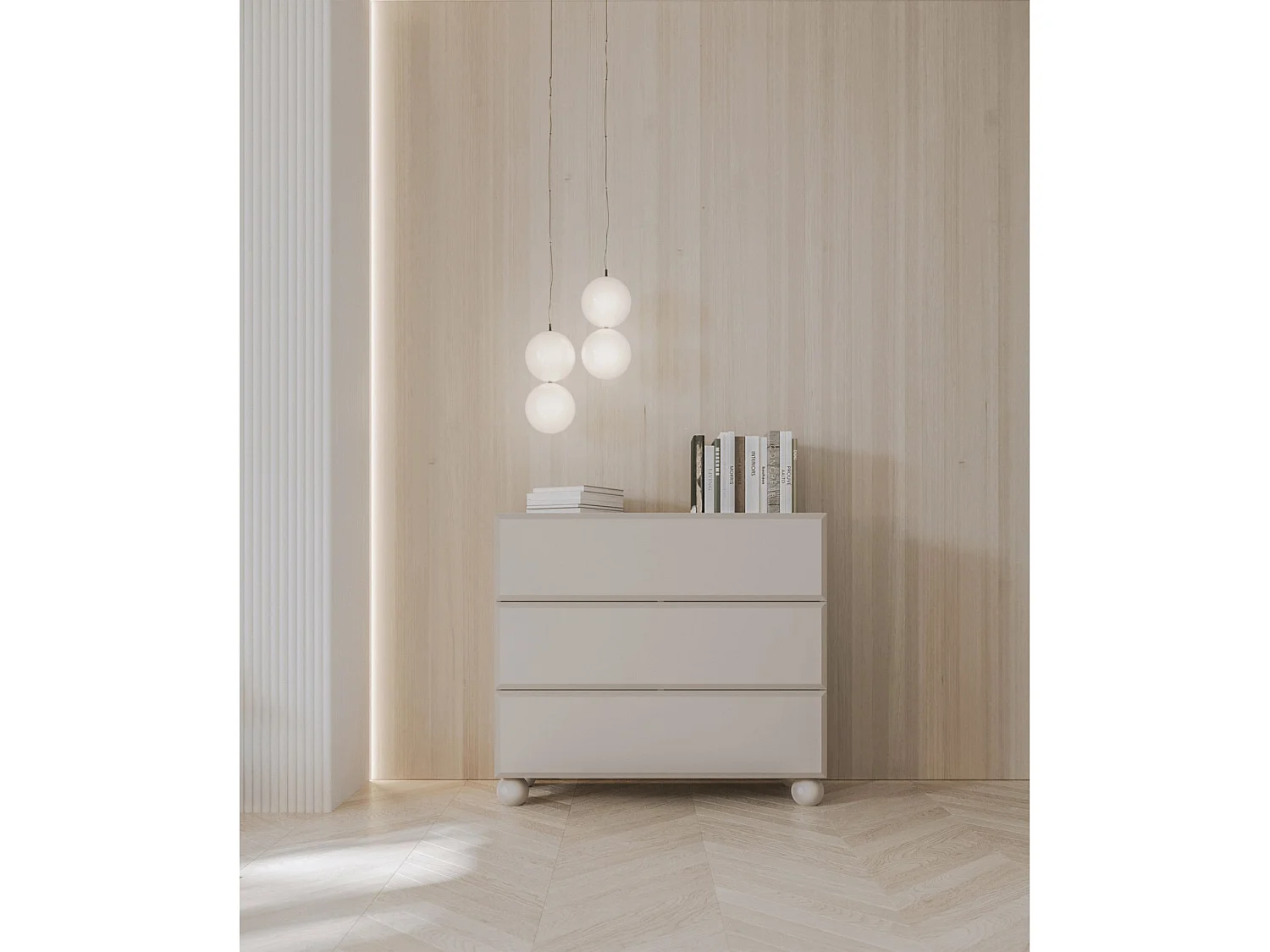 Commode - 100 cm - beige avec 3 tiroirs - CHOCOLATED