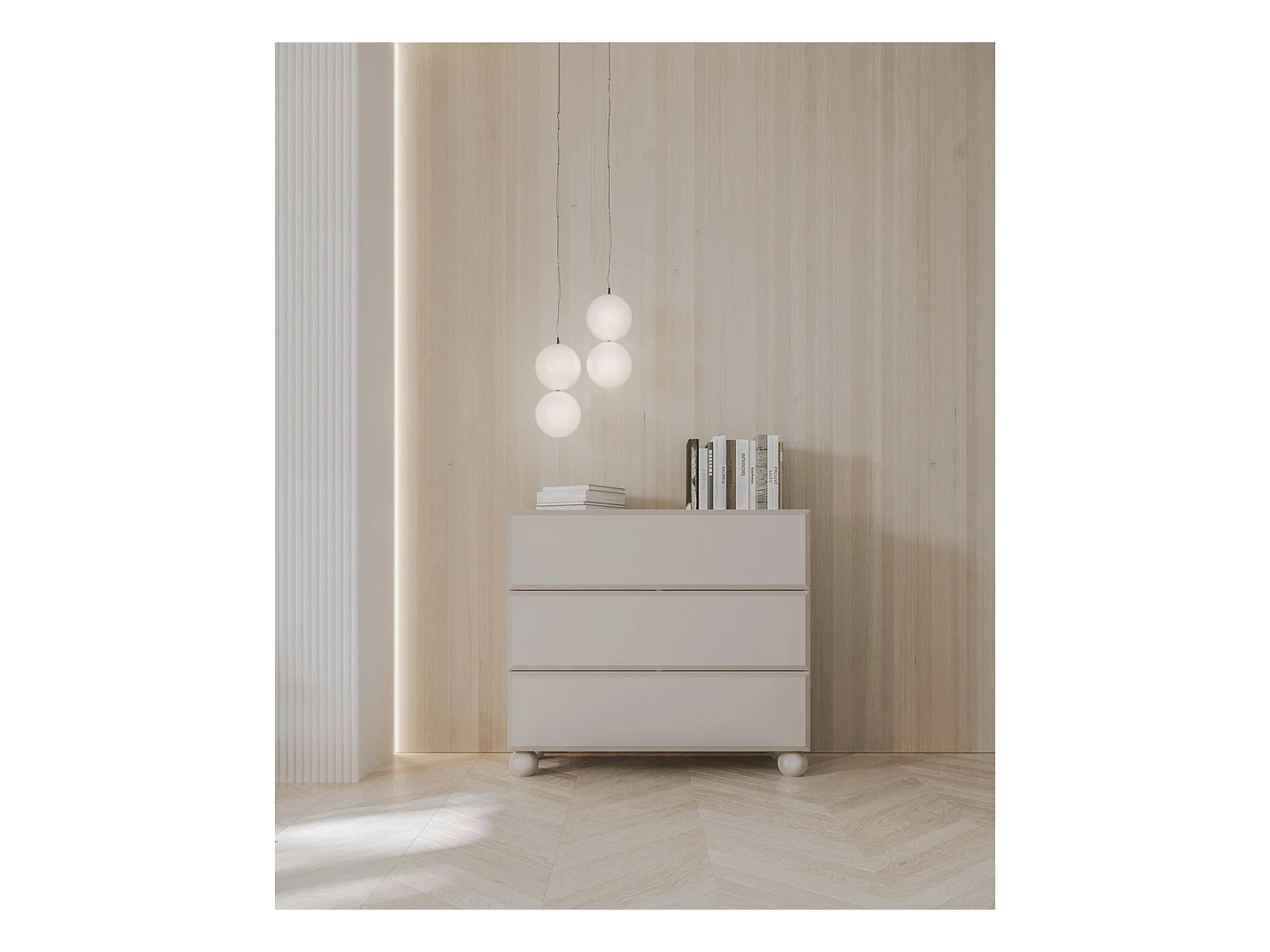 Commode - 100 cm - beige avec 3 tiroirs - CHOCOLATED