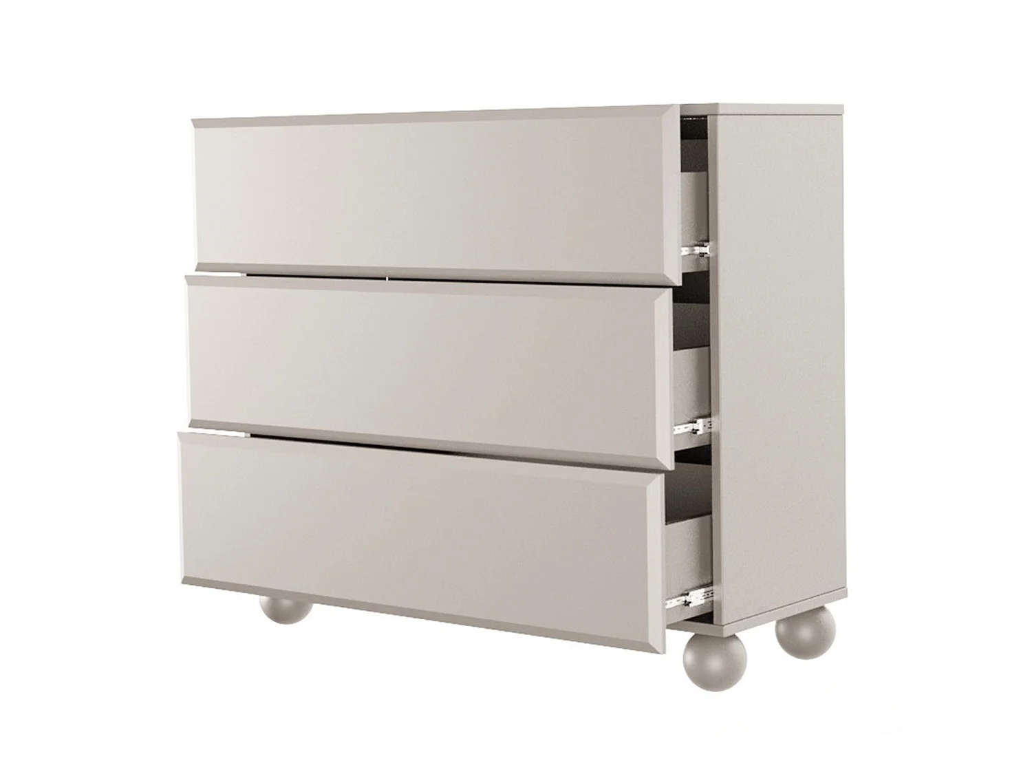 Kommode auf Kugelfüßen - 3 Schubladen - Beige - 100 cm - CHOCOLATED