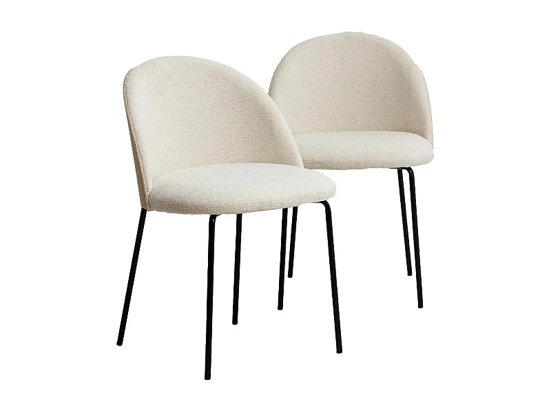 Juego de 2 sillas blancas de bouclé y metal Kanoa para adultos