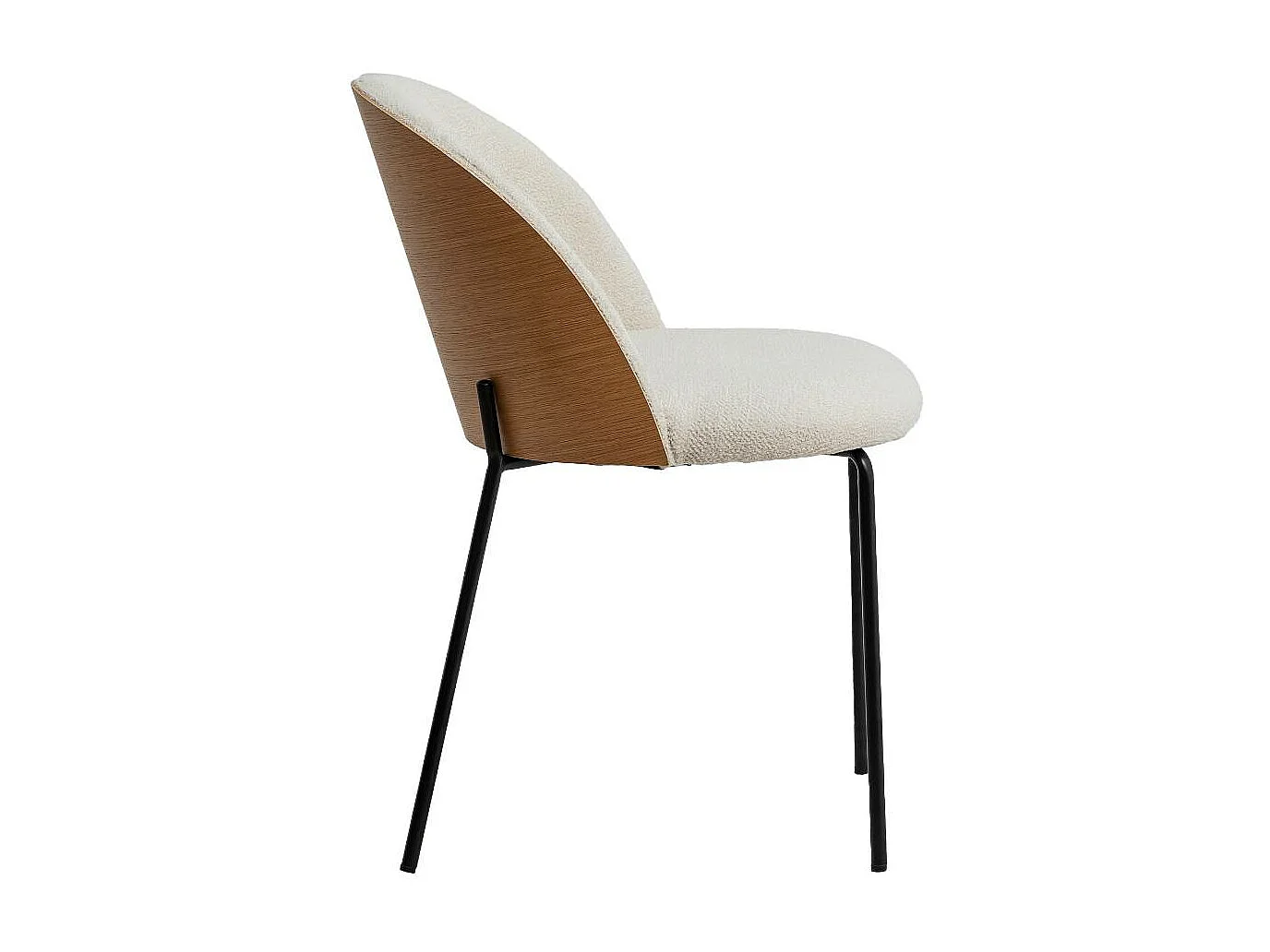 Chaise en tissu bouclette écru clair et métal Nyssa (lot de 2)