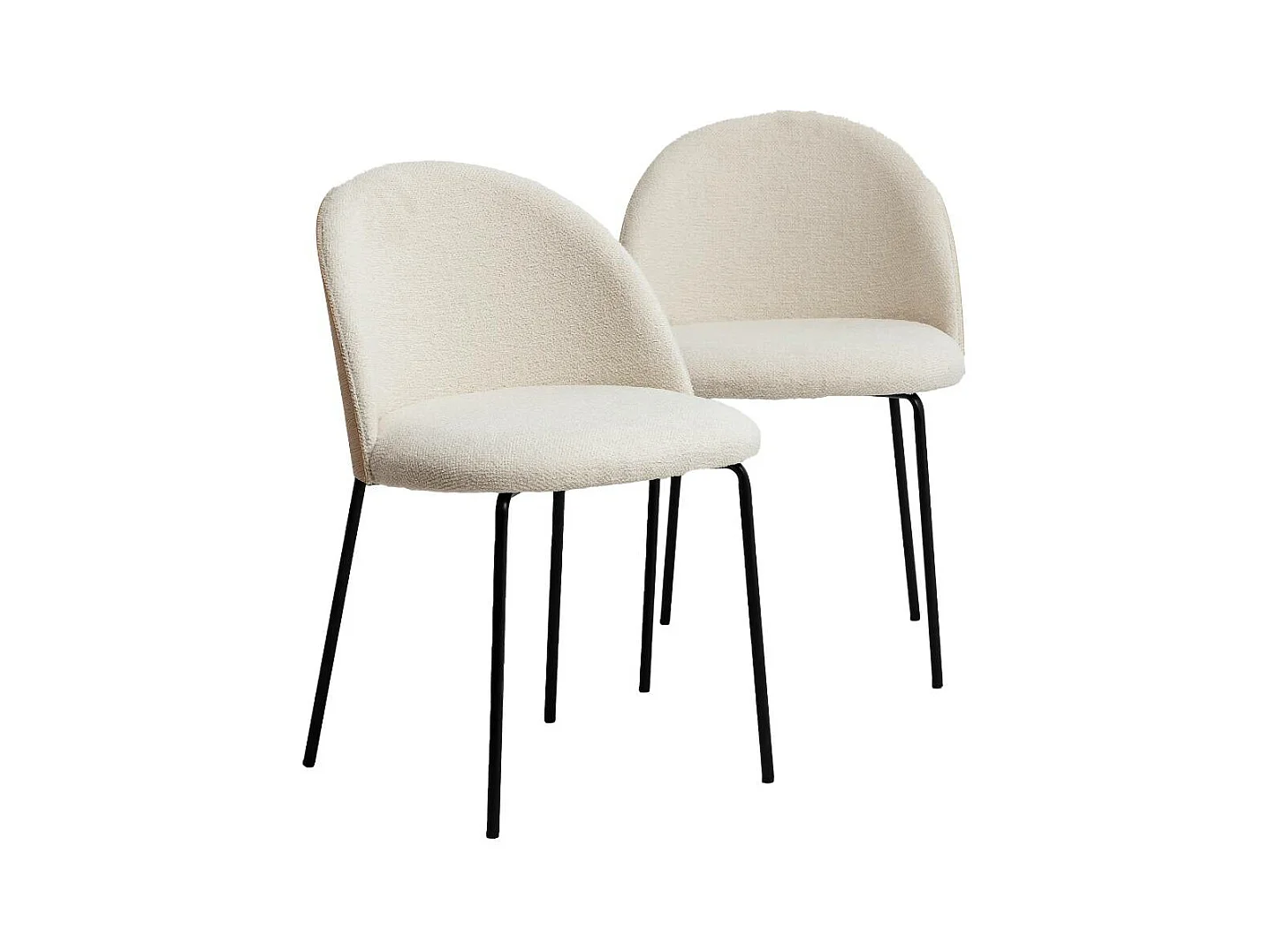 Chaise en tissu bouclette et métal blanche Kanoa (lot de 2)