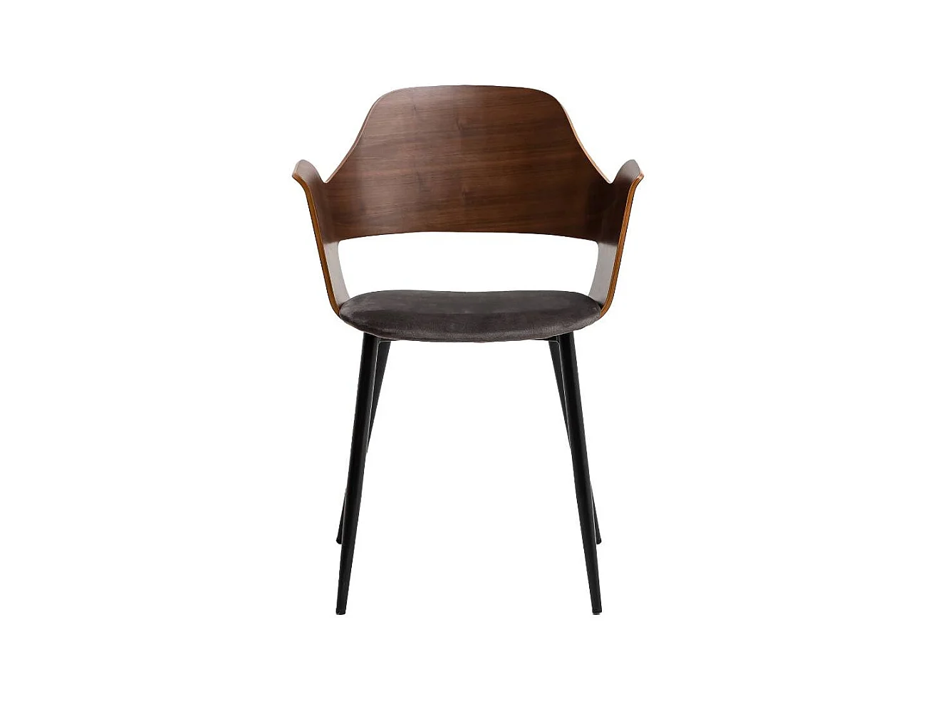 Juego de 2 sillas de contrachapado de nogal y terciopelo Florence con reposabrazos