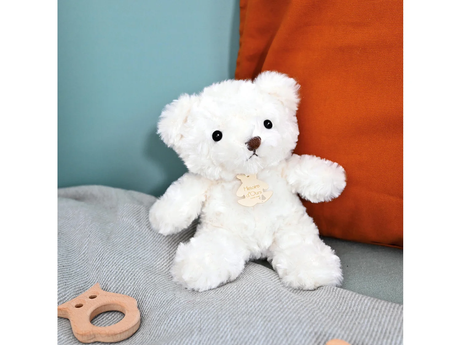 Peluche ours 21 cm polyester collection OURS VINTAGE blanc