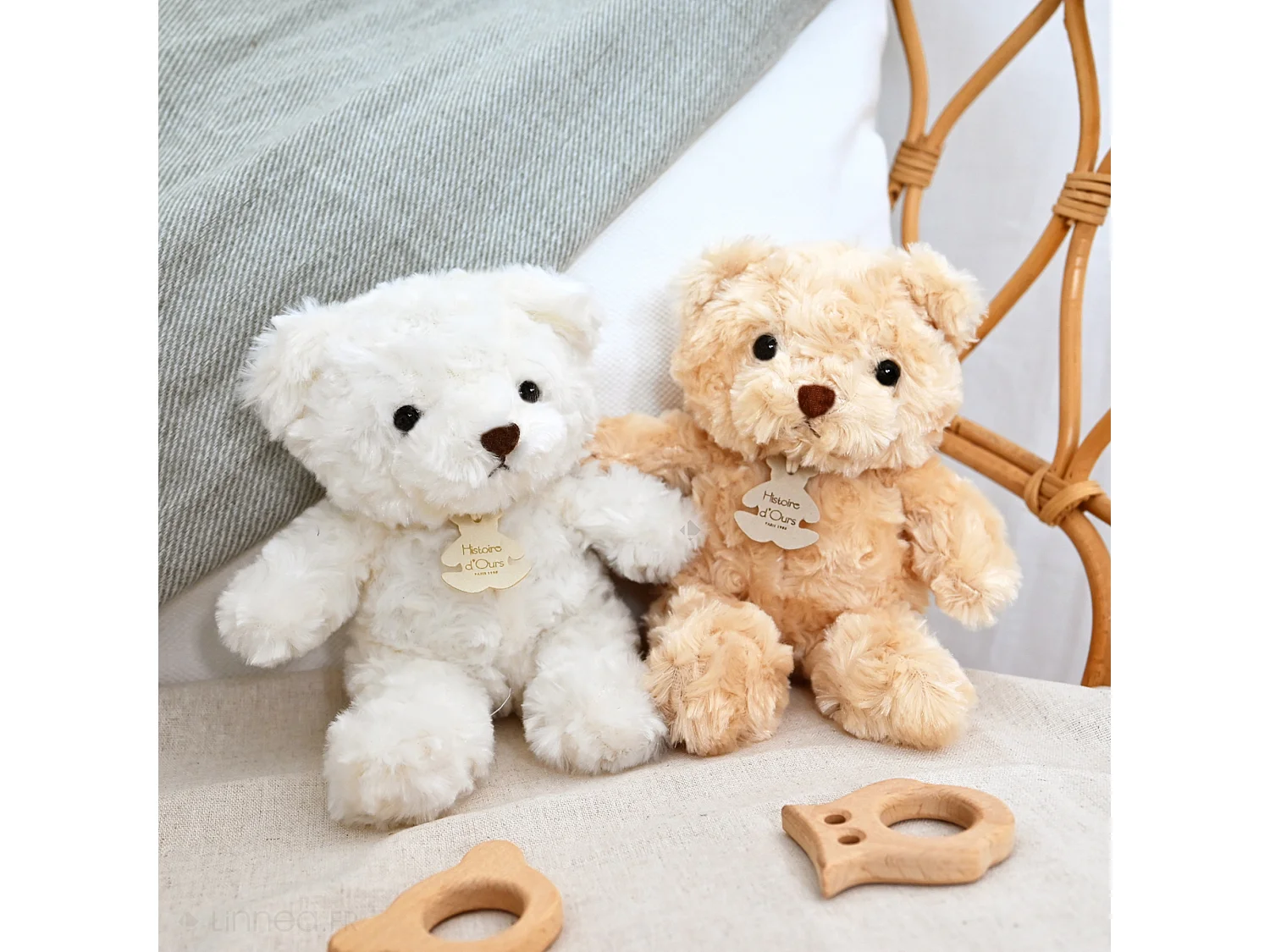 Peluche ours 21 cm polyester collection OURS VINTAGE blanc