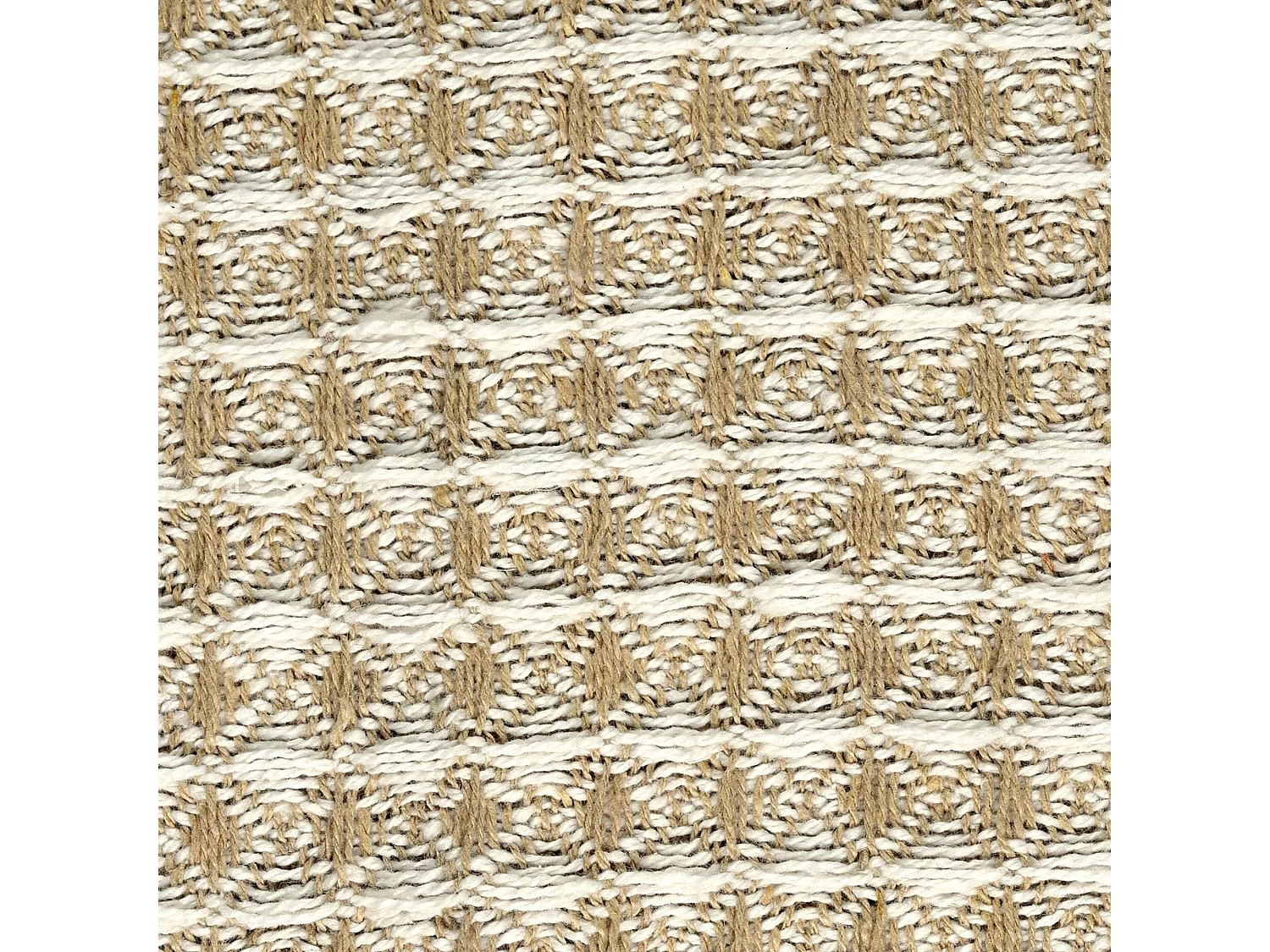 Plaid nid d'abeille et pompom collection SUZANNA 125x150 cm beige et taupe