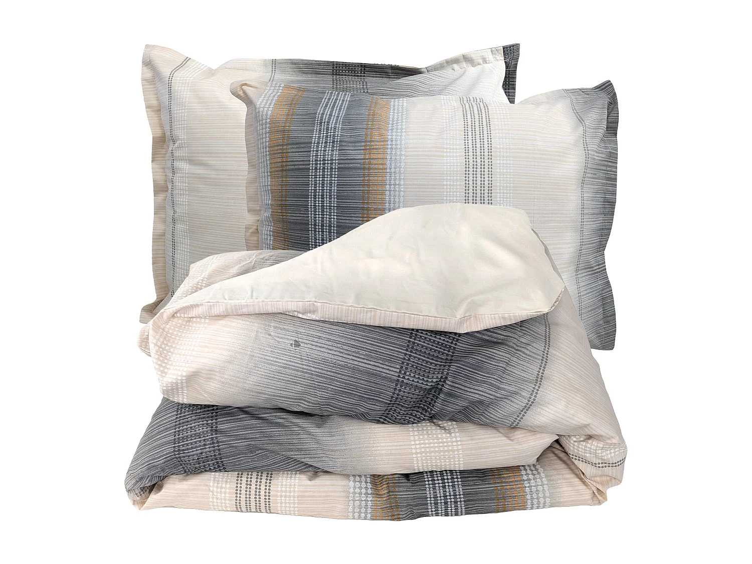 Parure de lit 280x240 cm 50x70 cm percale ESTEBAN beige 3 pièces