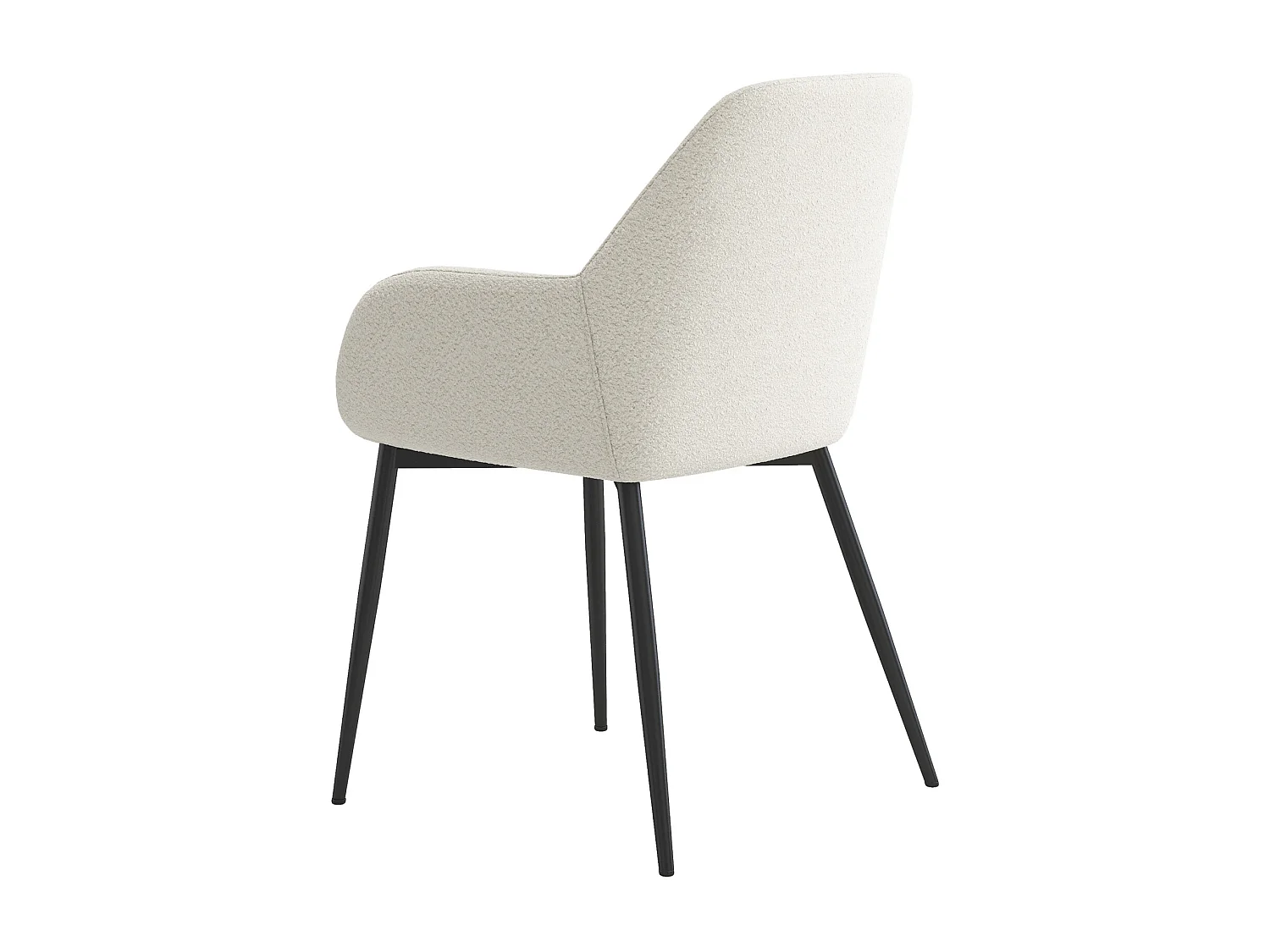GABIN-Fauteuil de table en tissu bouclette Ecru et métal (x2)