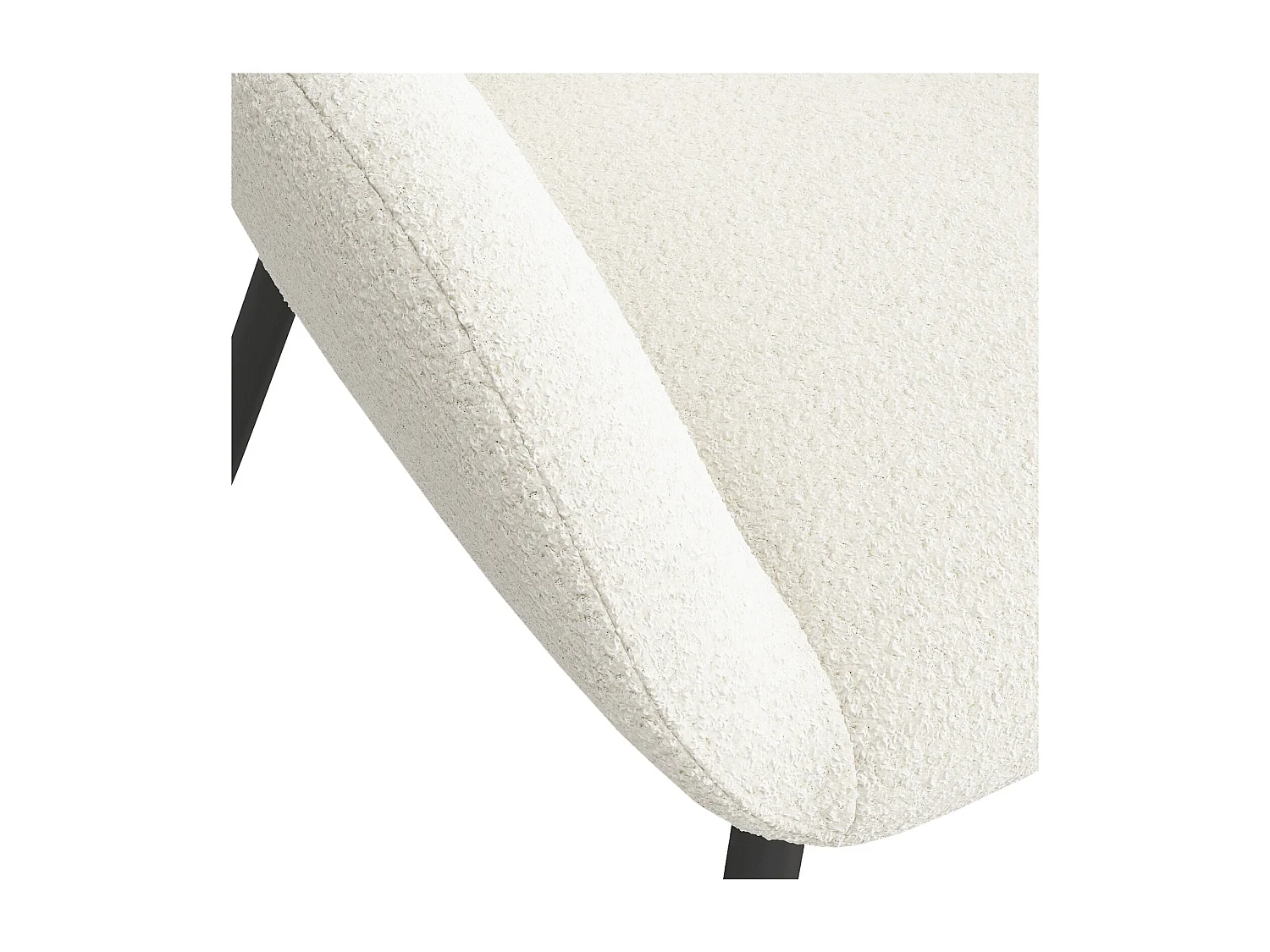 GABIN-Fauteuil de table en tissu bouclette Ecru et métal (x2)