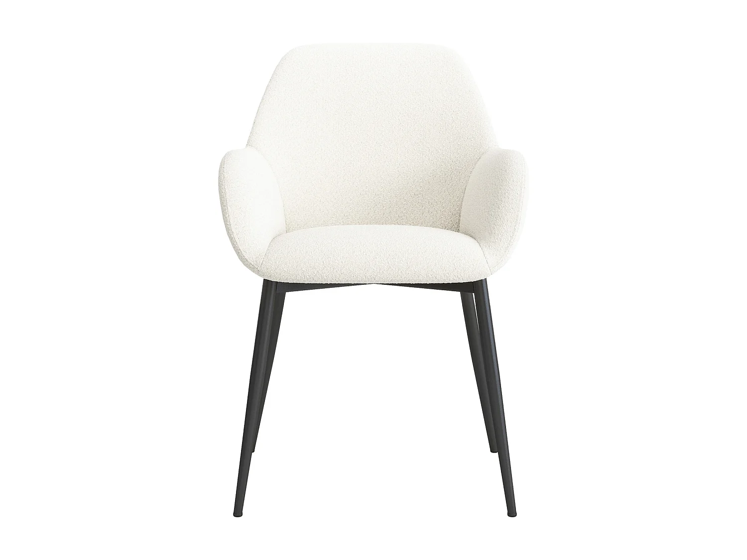 GABIN-Fauteuil de table en tissu bouclette Ecru et métal (x2)