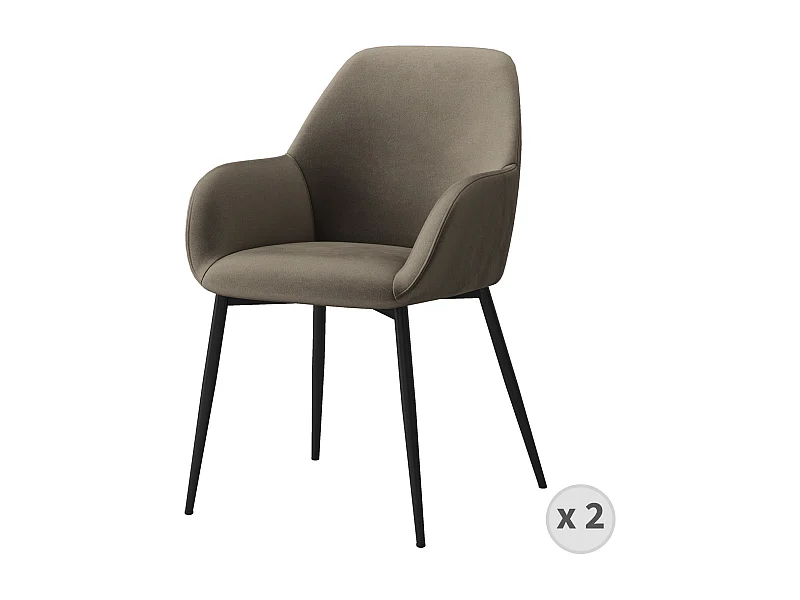 GABIN-Poltrona da tavolo marrone e metallo nero (x2)