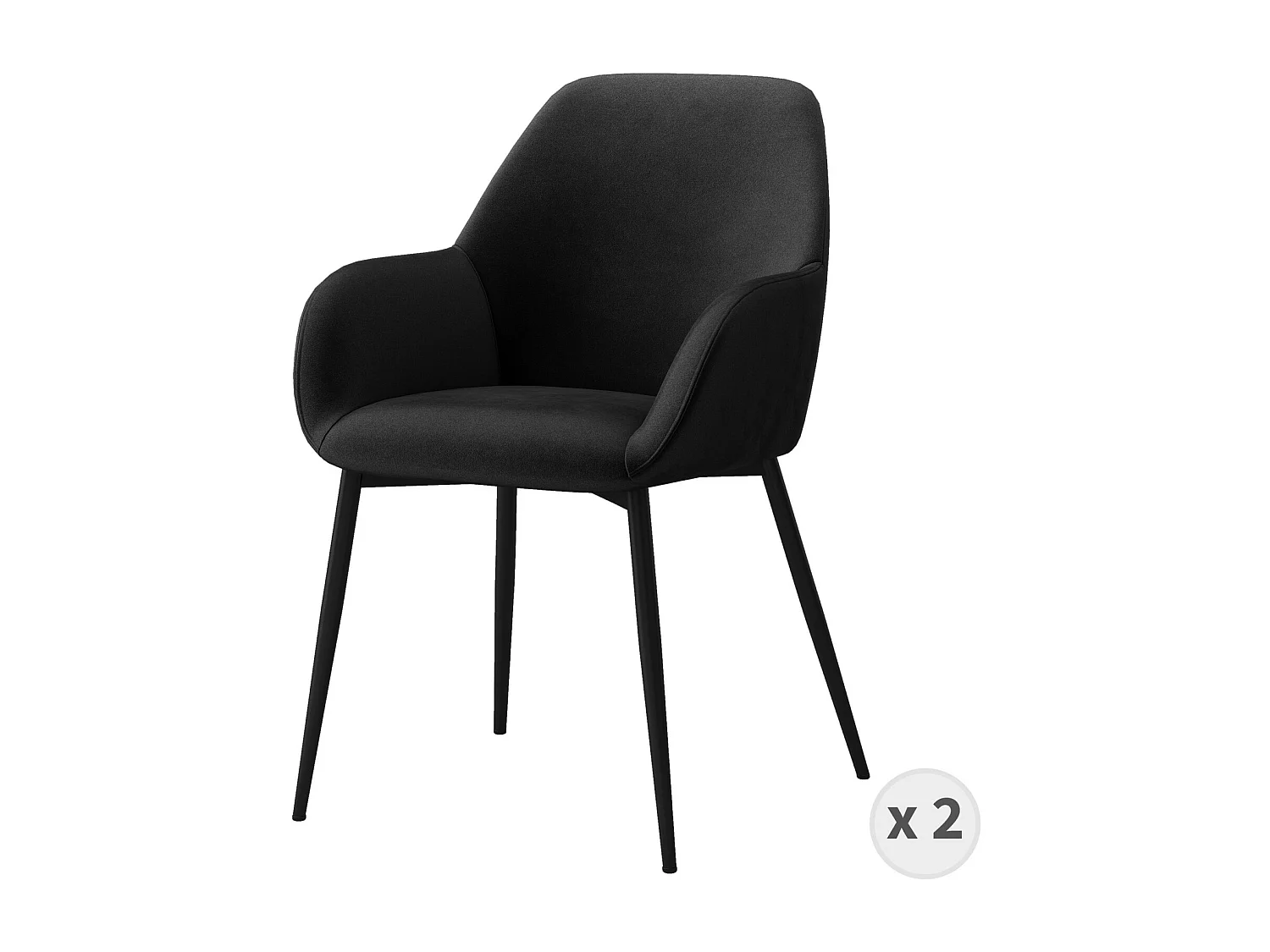 GABIN-Poltrona da tavolo nero e metallo nero (x2)