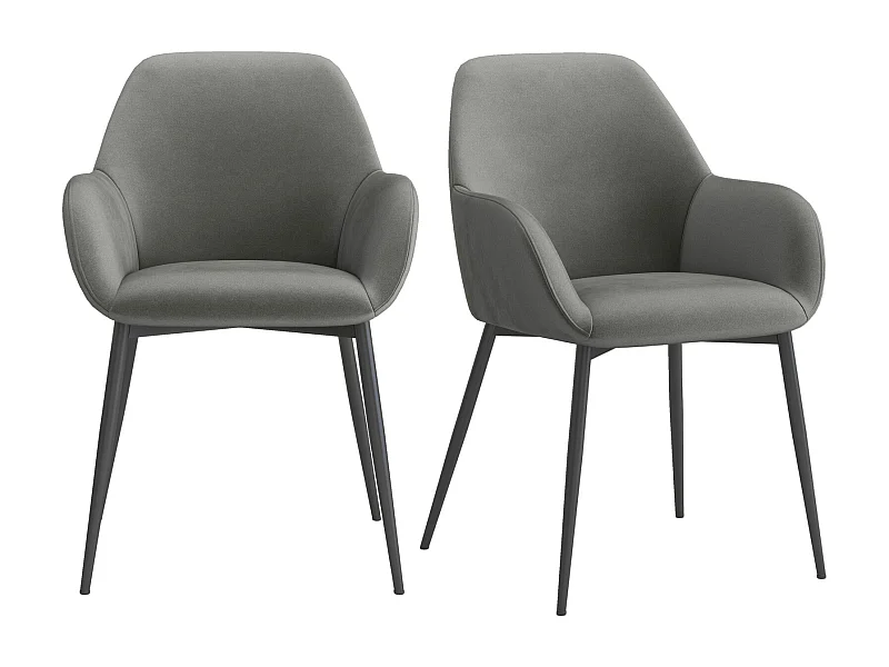 GABIN-Silla de tela gris y metal negro (x2)