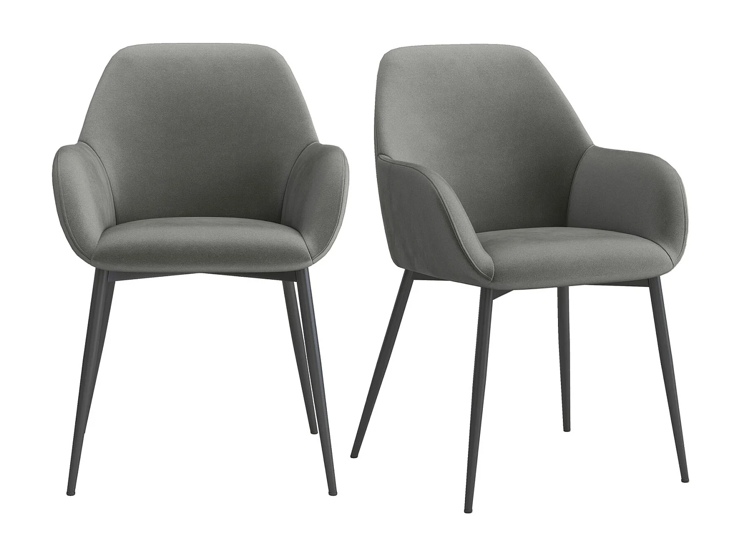 GABIN-Poltrona da tavolo griggio e metallo nero (x2)