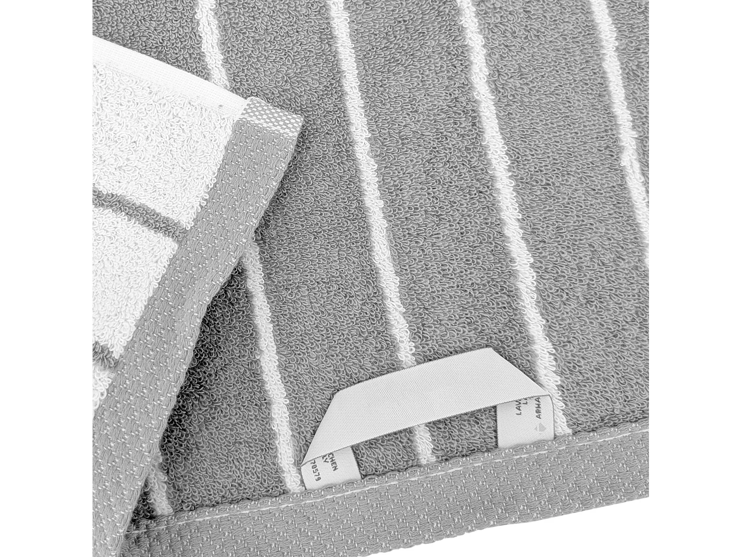 Parure de bain 4 pièces collection PURE LIGHT motif rayures pur coton gris