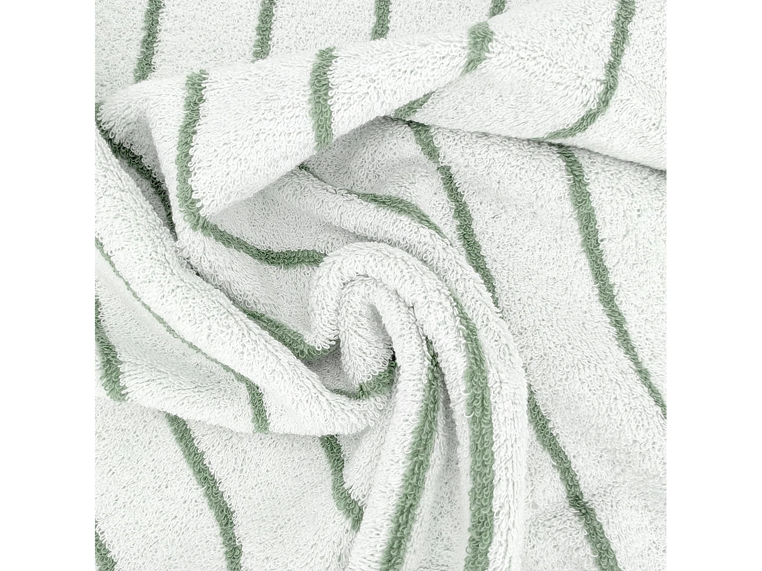 Parure de bain 4 pièces collection PURE LIGHT motif rayures pur coton vert