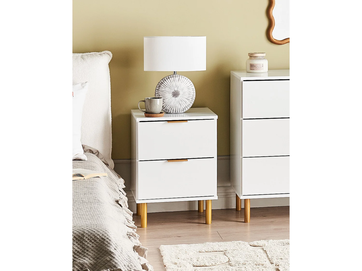 Comodino 2 cassetti WALPOLE Bianco