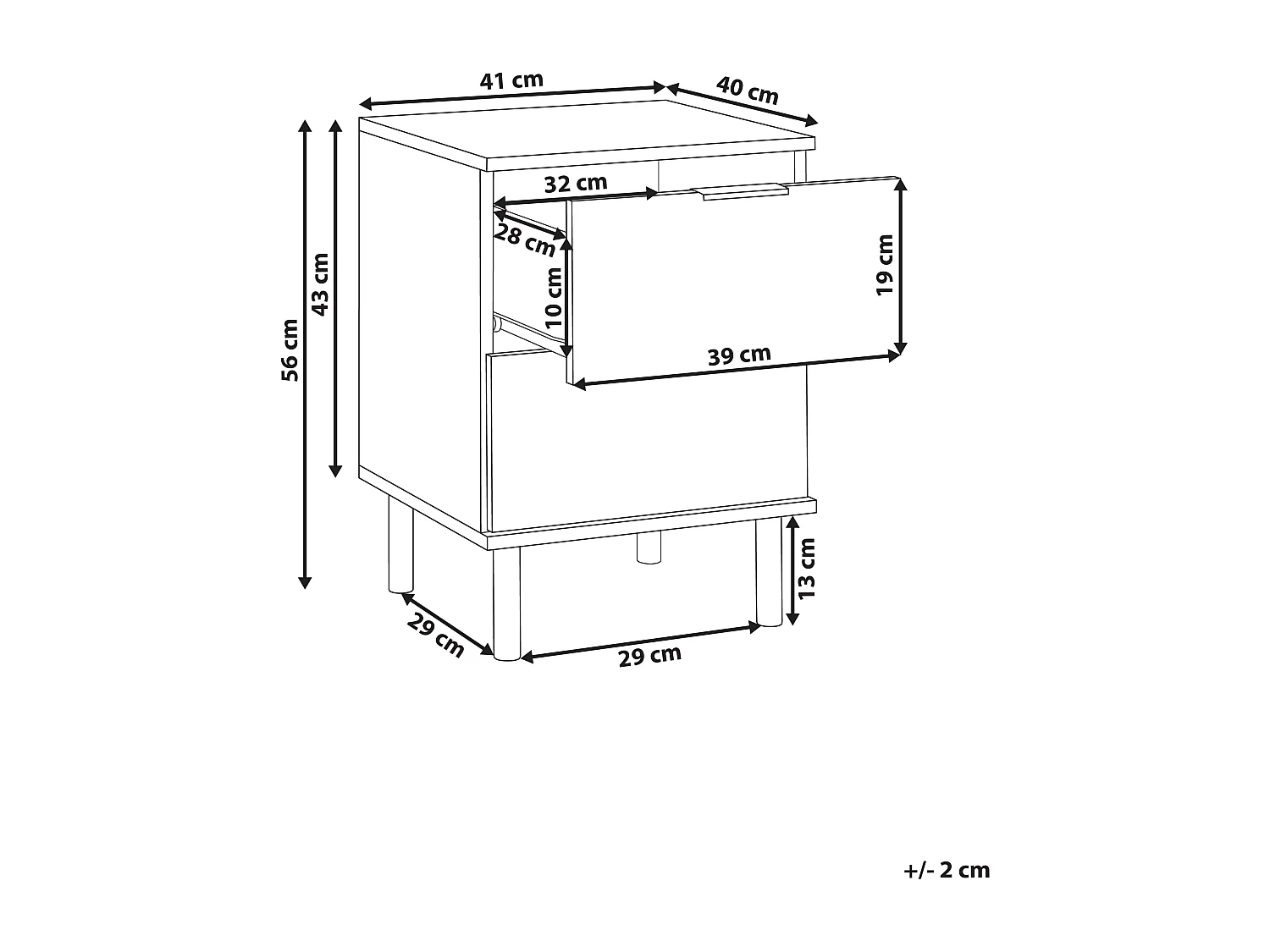 Nachtkastje met 2 lades WALPOLE Wit
