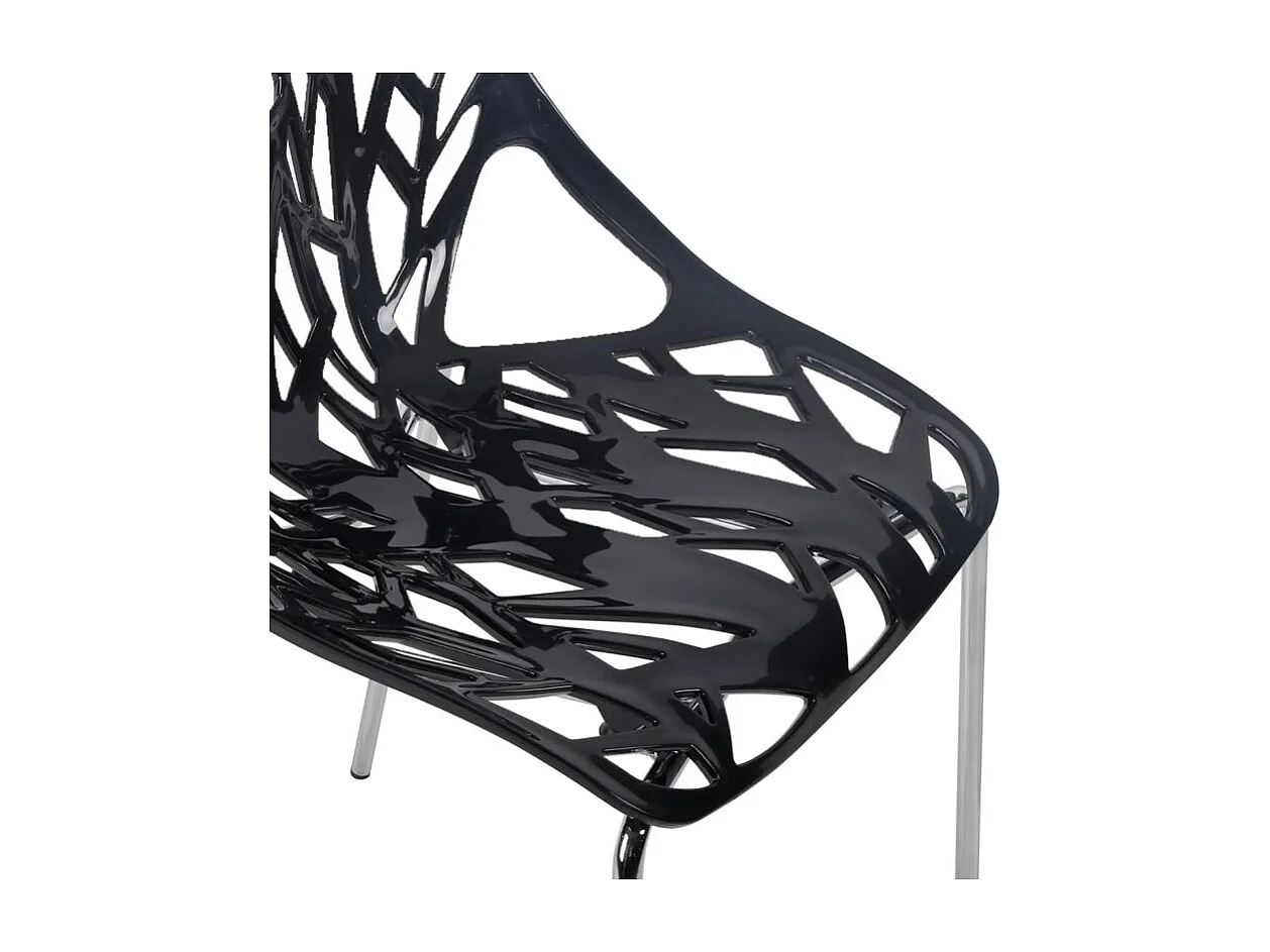 Lot de 4 chaises empilables noires avec pieds métal chromé - TIMBER