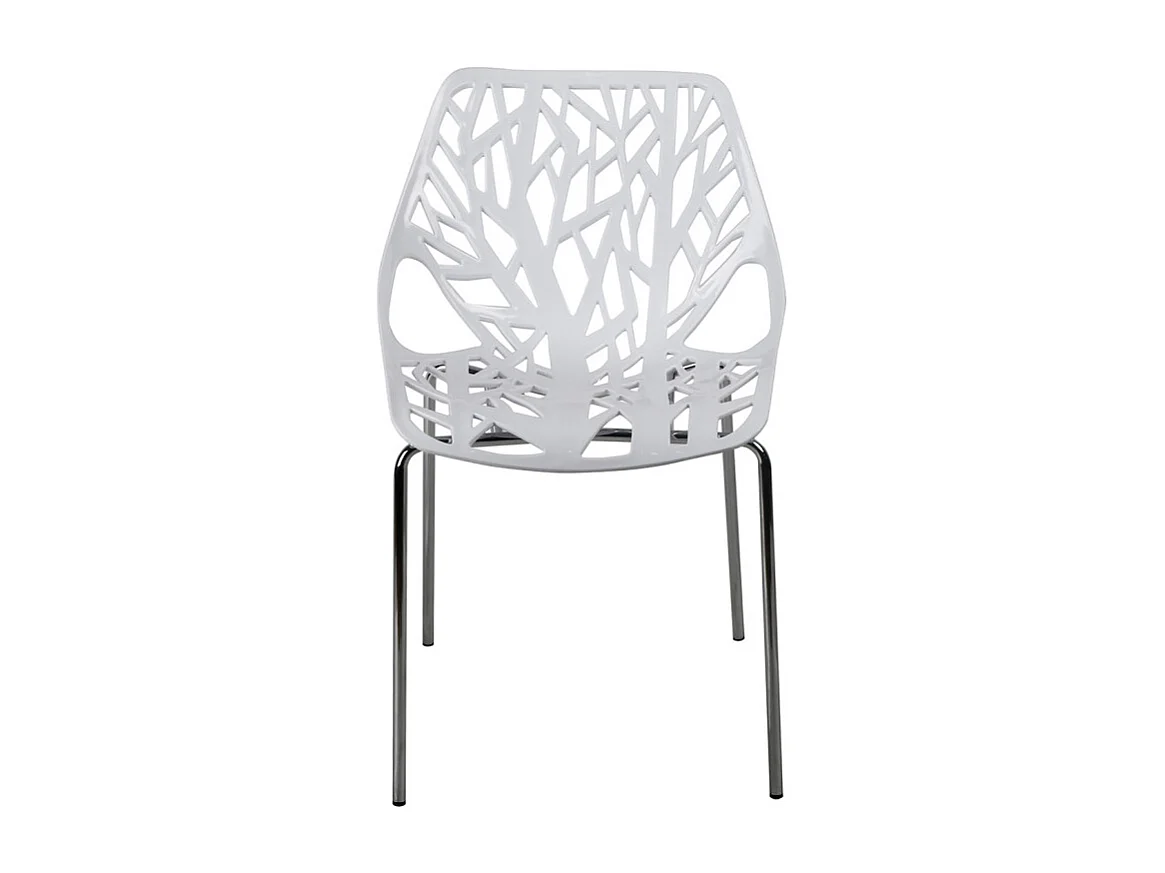 Lot de 2 chaises empilables blanches avec pieds métal chromé - TIMBER