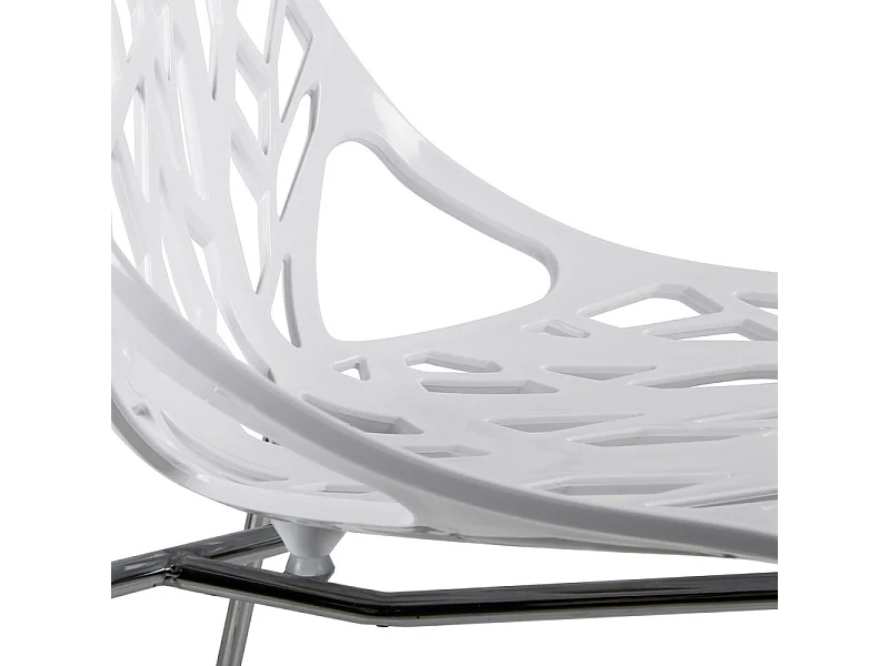 Lot de 2 chaises empilables blanches avec pieds métal chromé - TIMBER