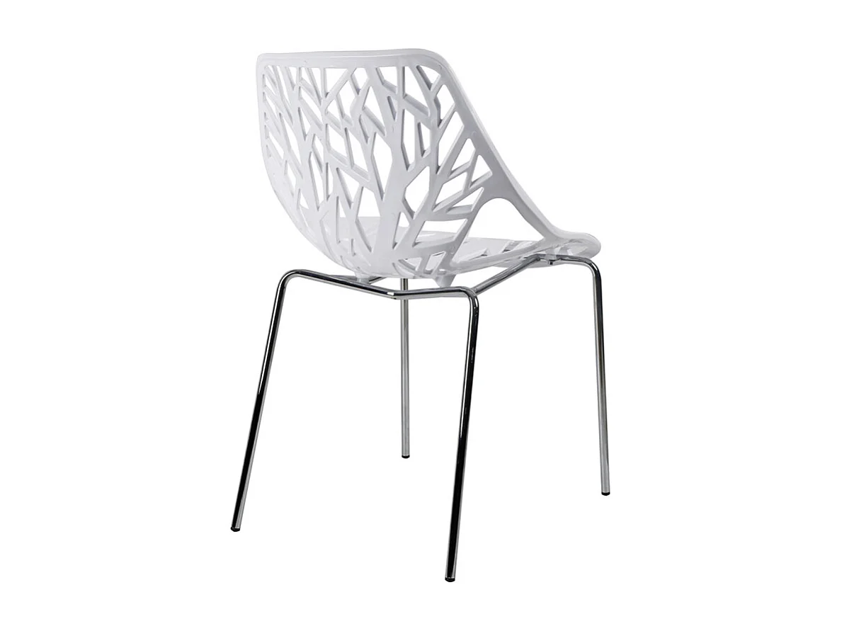 Lot de 2 chaises empilables blanches avec pieds métal chromé - TIMBER