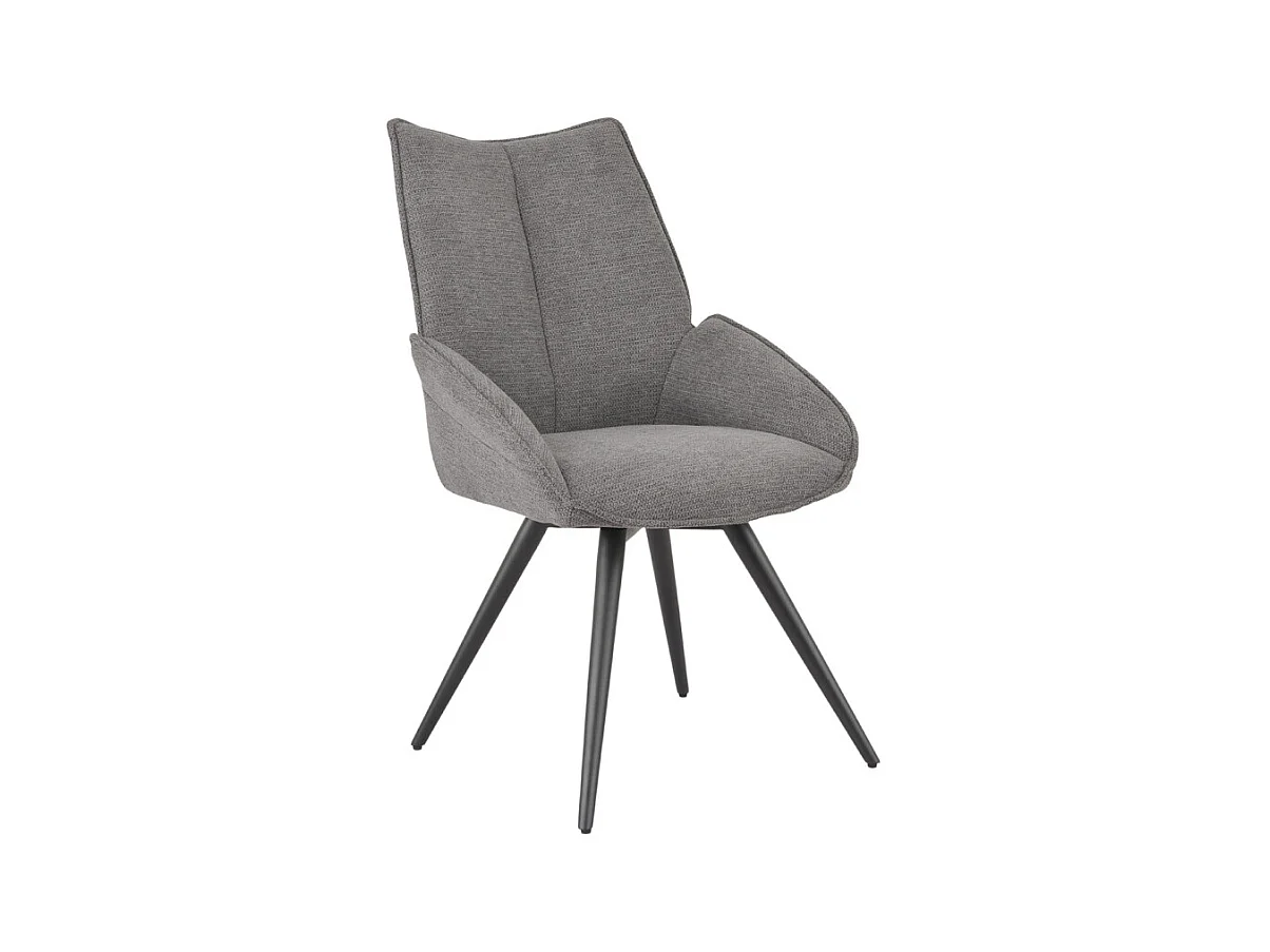 Chaise pivotante 180° tissu gris anthracite pieds métal noir - PALOMA