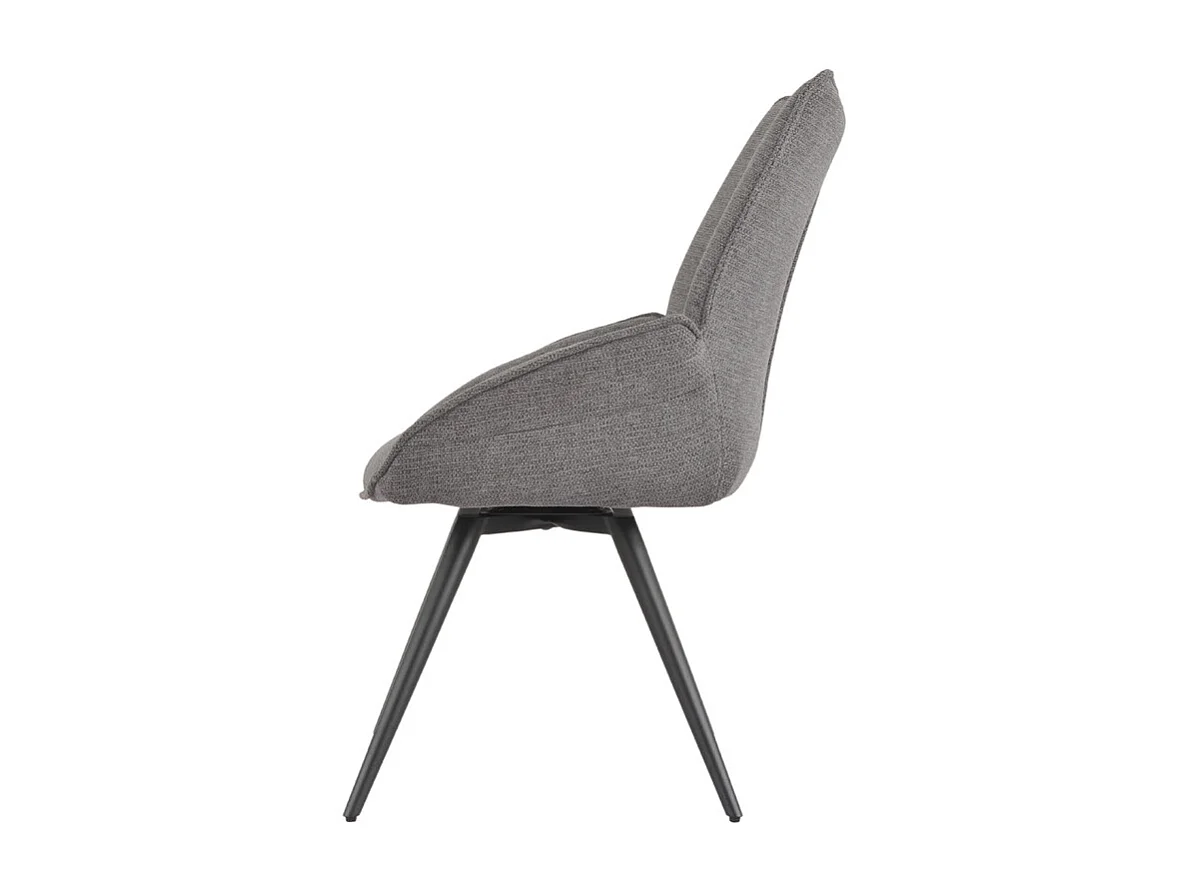 Chaise pivotante 180° tissu gris anthracite pieds métal noir - PALOMA