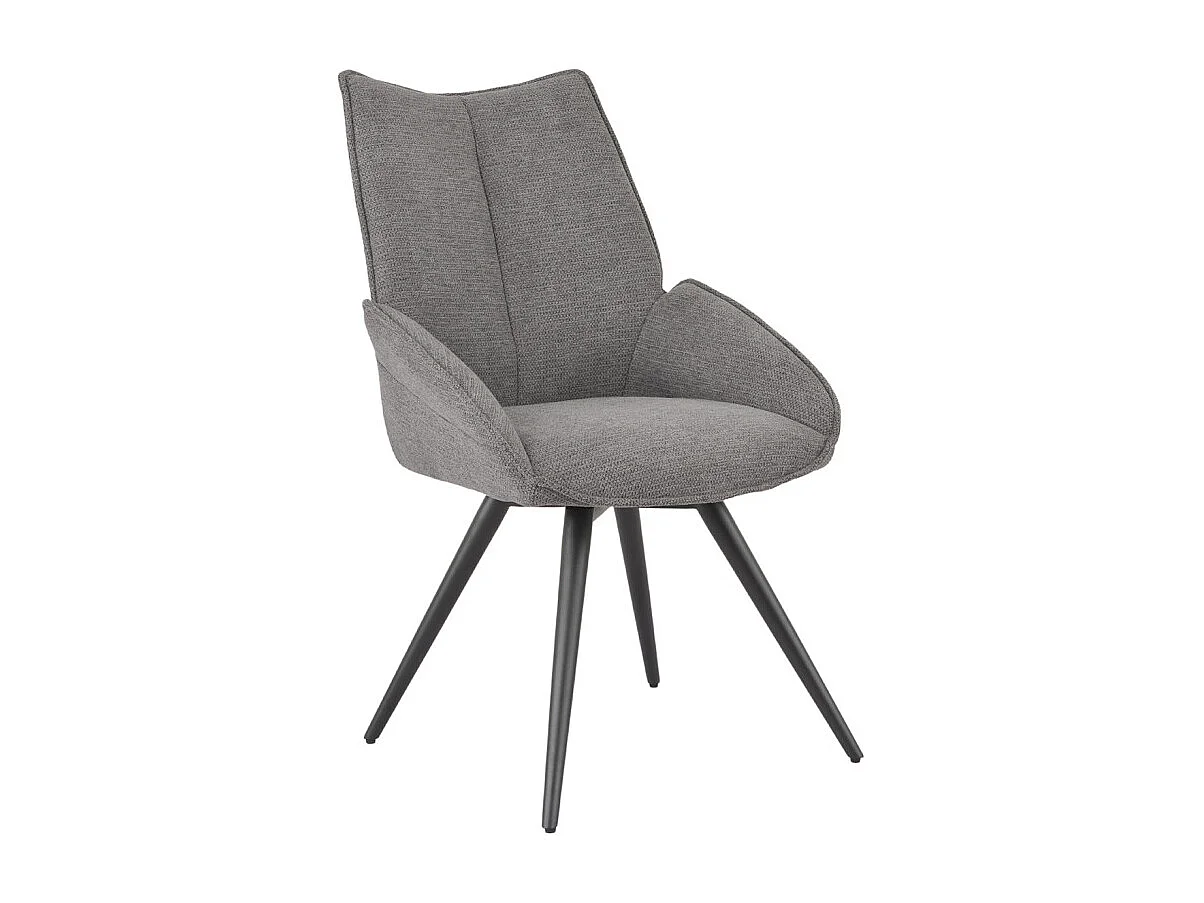 Chaise pivotante 180° tissu gris anthracite pieds métal noir - PALOMA