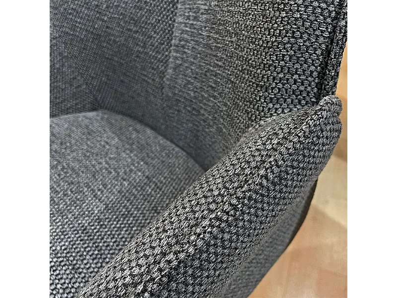 Chaise pivotante 180° tissu gris anthracite pieds métal noir - PALOMA