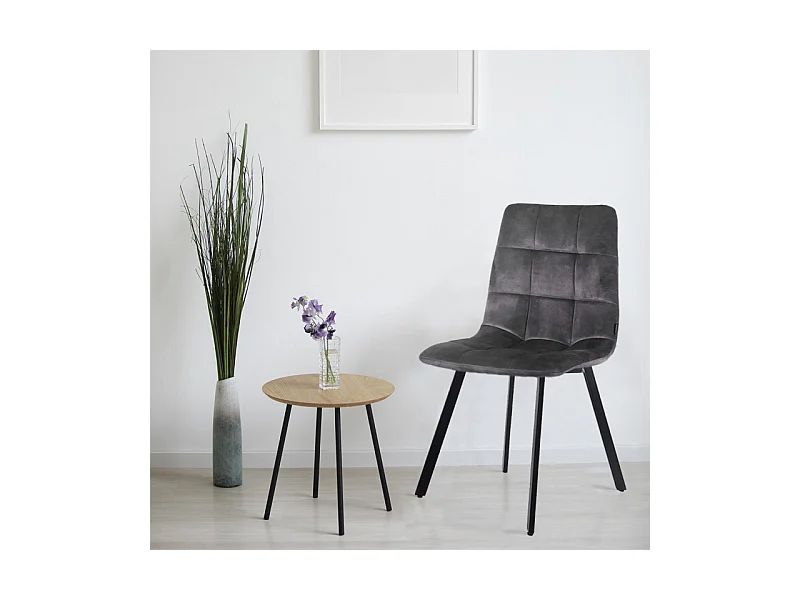 Lot 2 chaises en velours gris foncé avec pieds en métal noir - NAMI 2