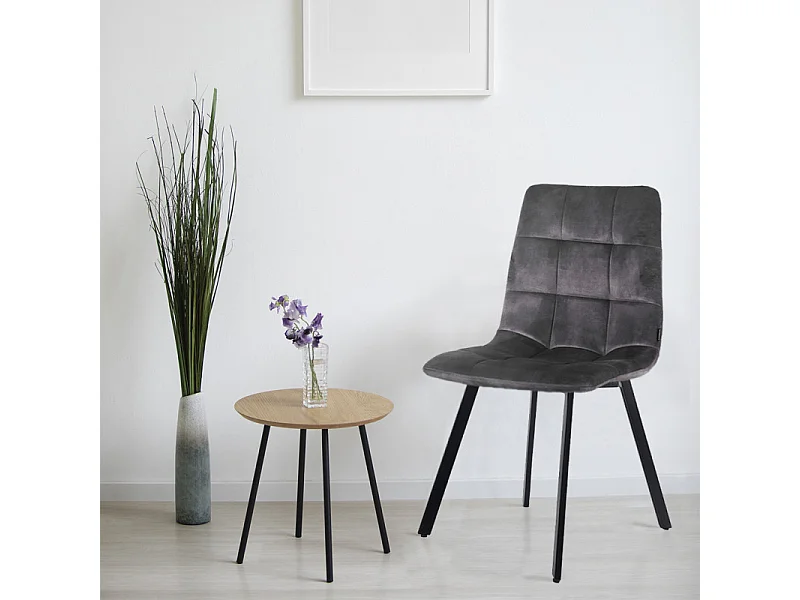 Lot 2 chaises en velours gris foncé avec pieds en métal noir - NAMI 2