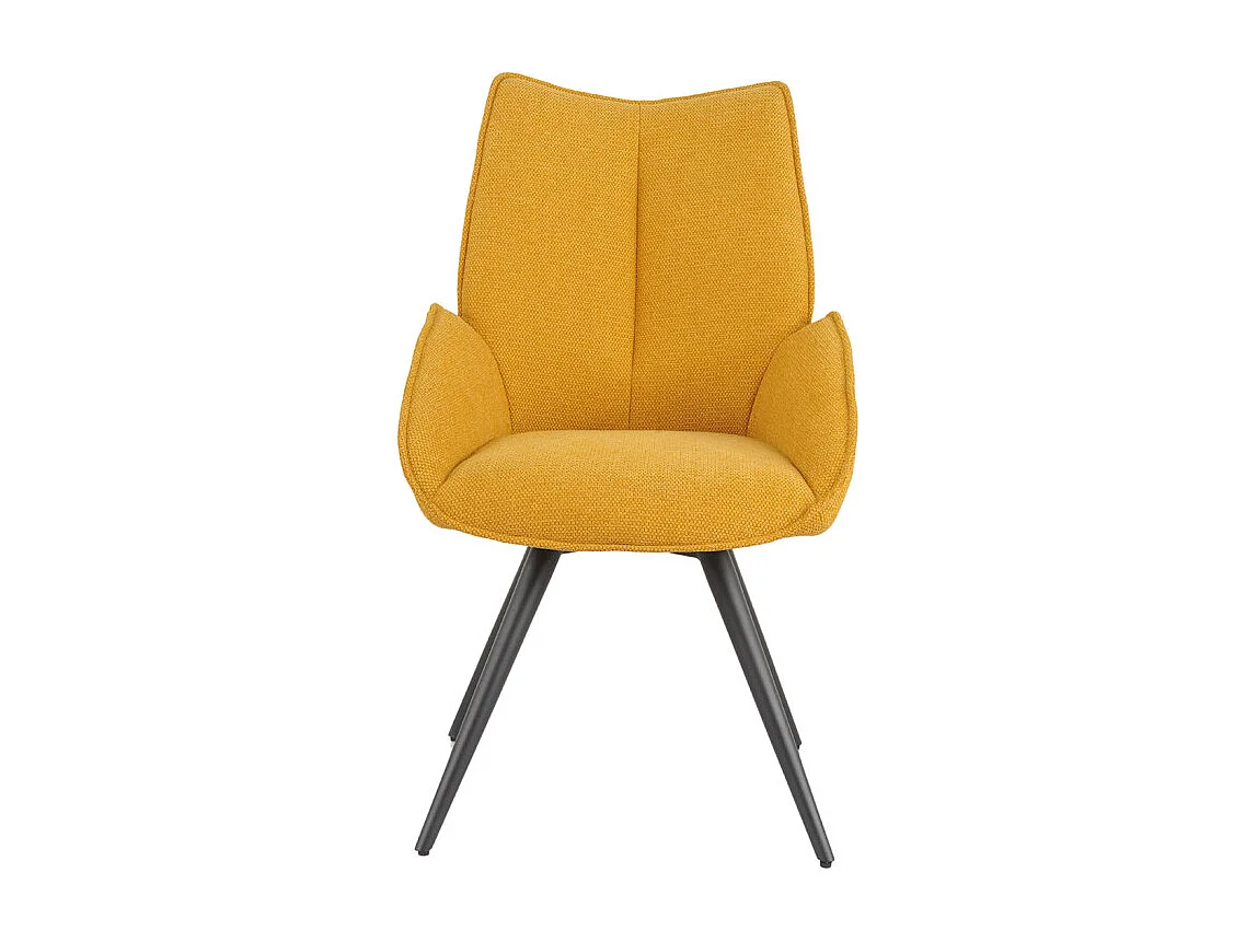 Chaise pivotante 180° tissu jaune moutarde pieds métal noir - PALOMA