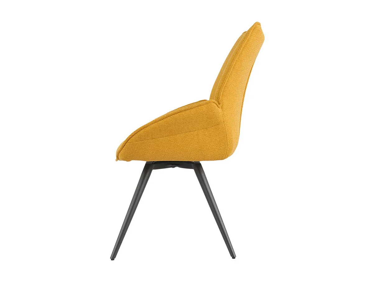 Chaise pivotante 180° tissu jaune moutarde pieds métal noir - PALOMA