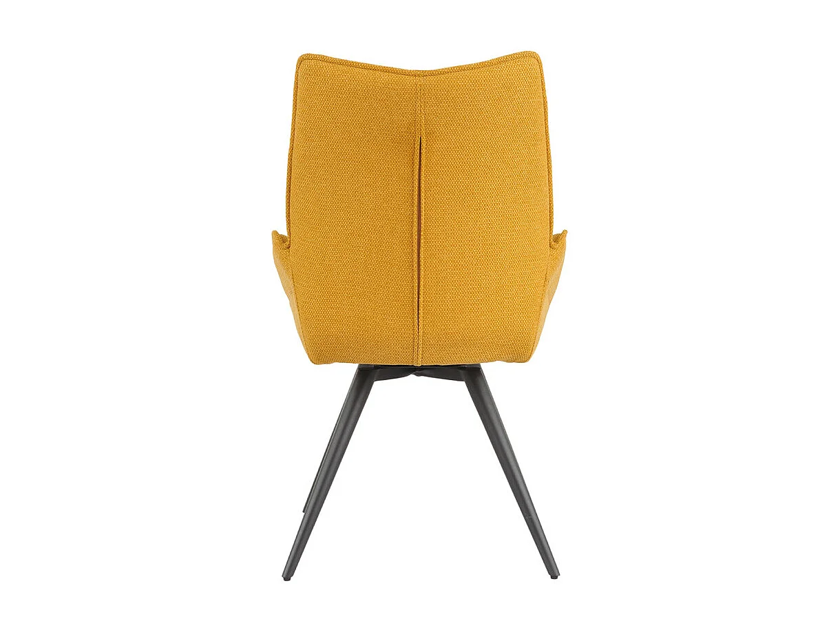 Chaise pivotante 180° tissu jaune moutarde pieds métal noir - PALOMA