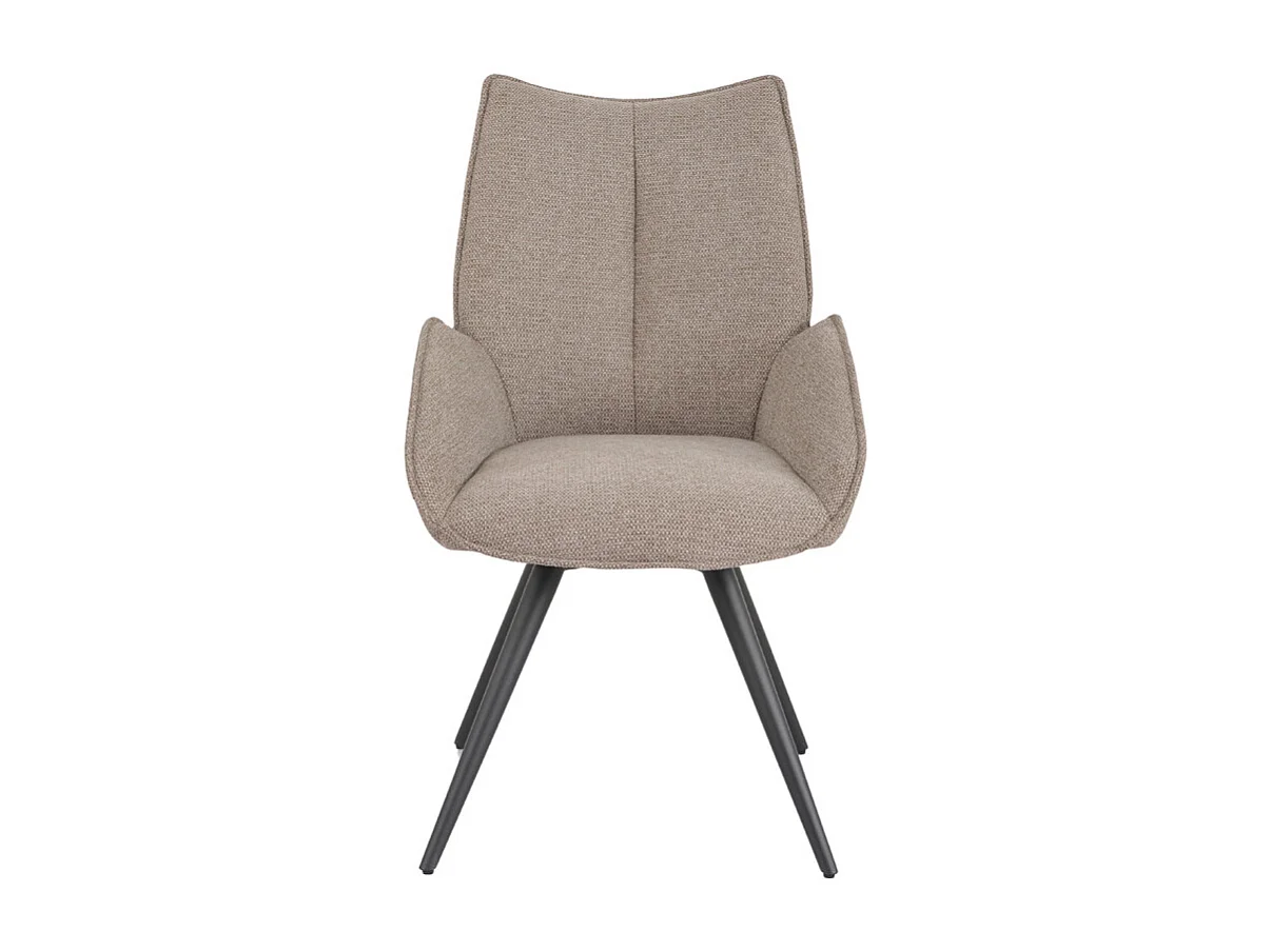 Chaise pivotante 180° en tissu taupe et pieds métal noir - PALOMA