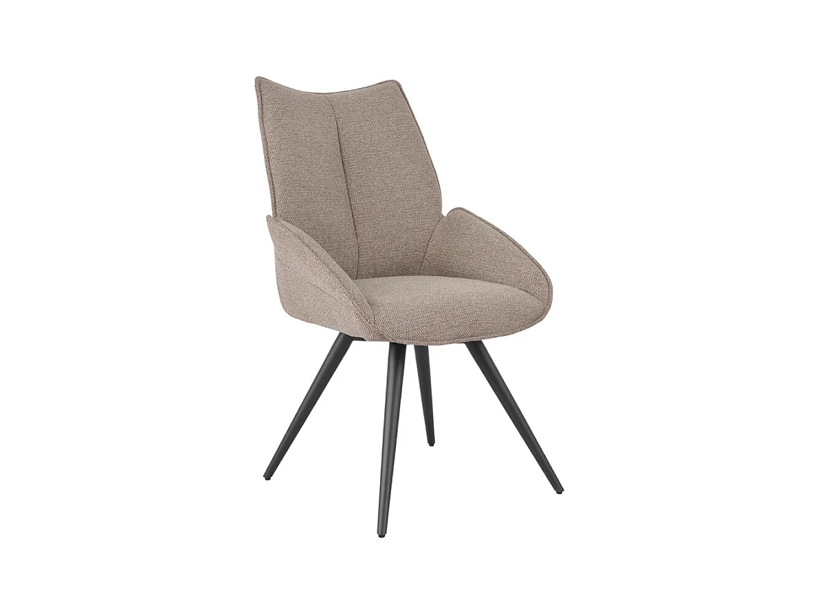 Chaise pivotante 180° en tissu taupe et pieds métal noir - PALOMA