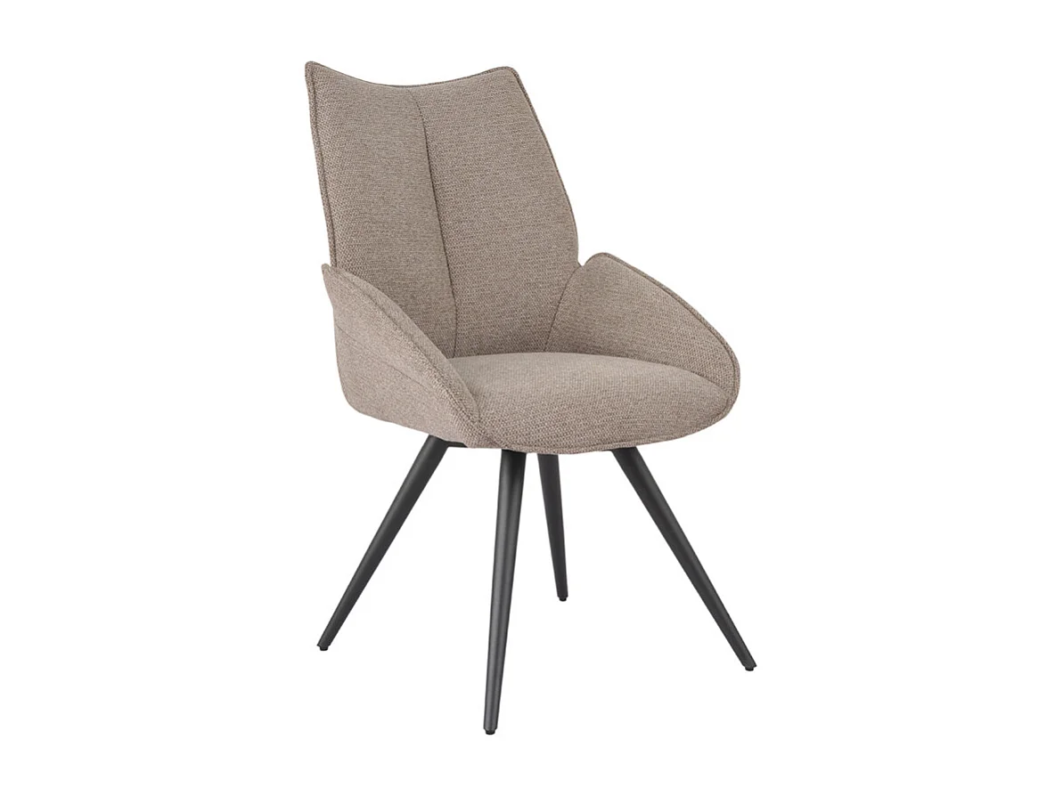 Chaise pivotante 180° en tissu taupe et pieds métal noir - PALOMA
