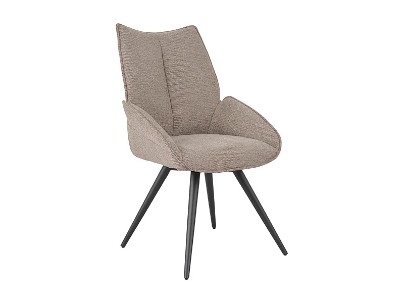 Chaise pivotante 180° en tissu taupe et pieds métal noir - PALOMA