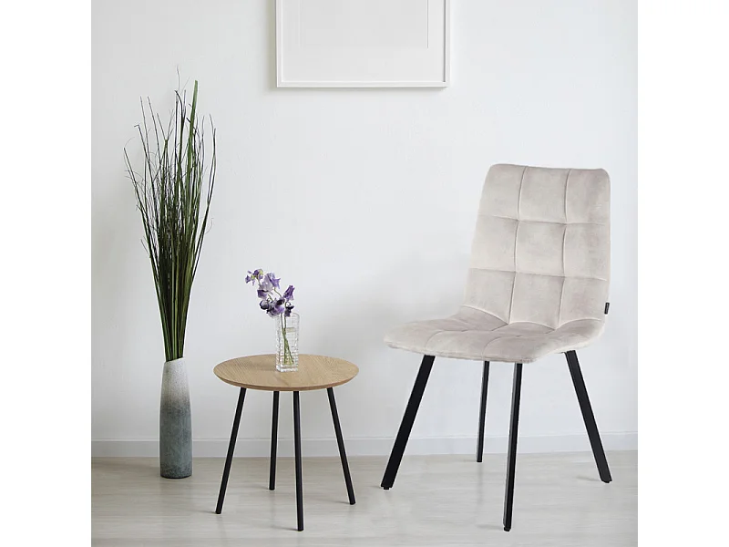 Lot de 2 chaises en velours écru avec pieds en métal noir - NAMI 2