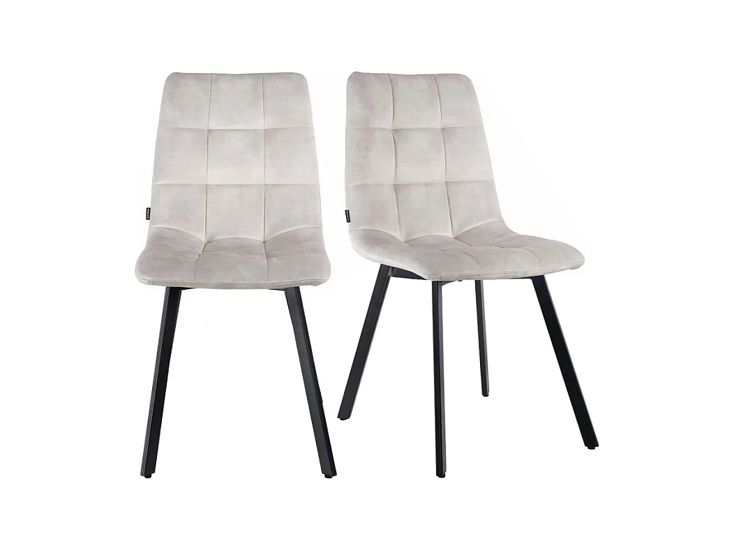 Lot de 2 chaises en velours écru avec pieds en métal noir - NAMI 2