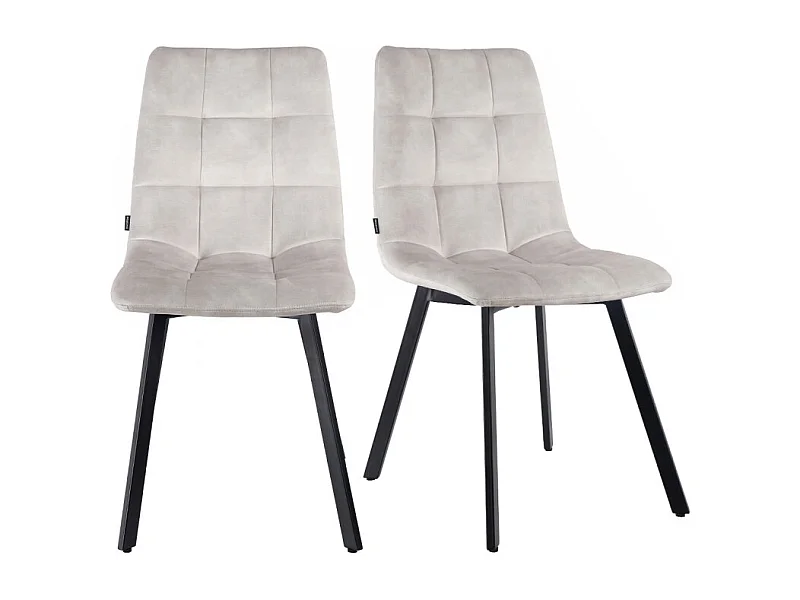 Lot de 2 chaises en velours écru avec pieds en métal noir - NAMI 2