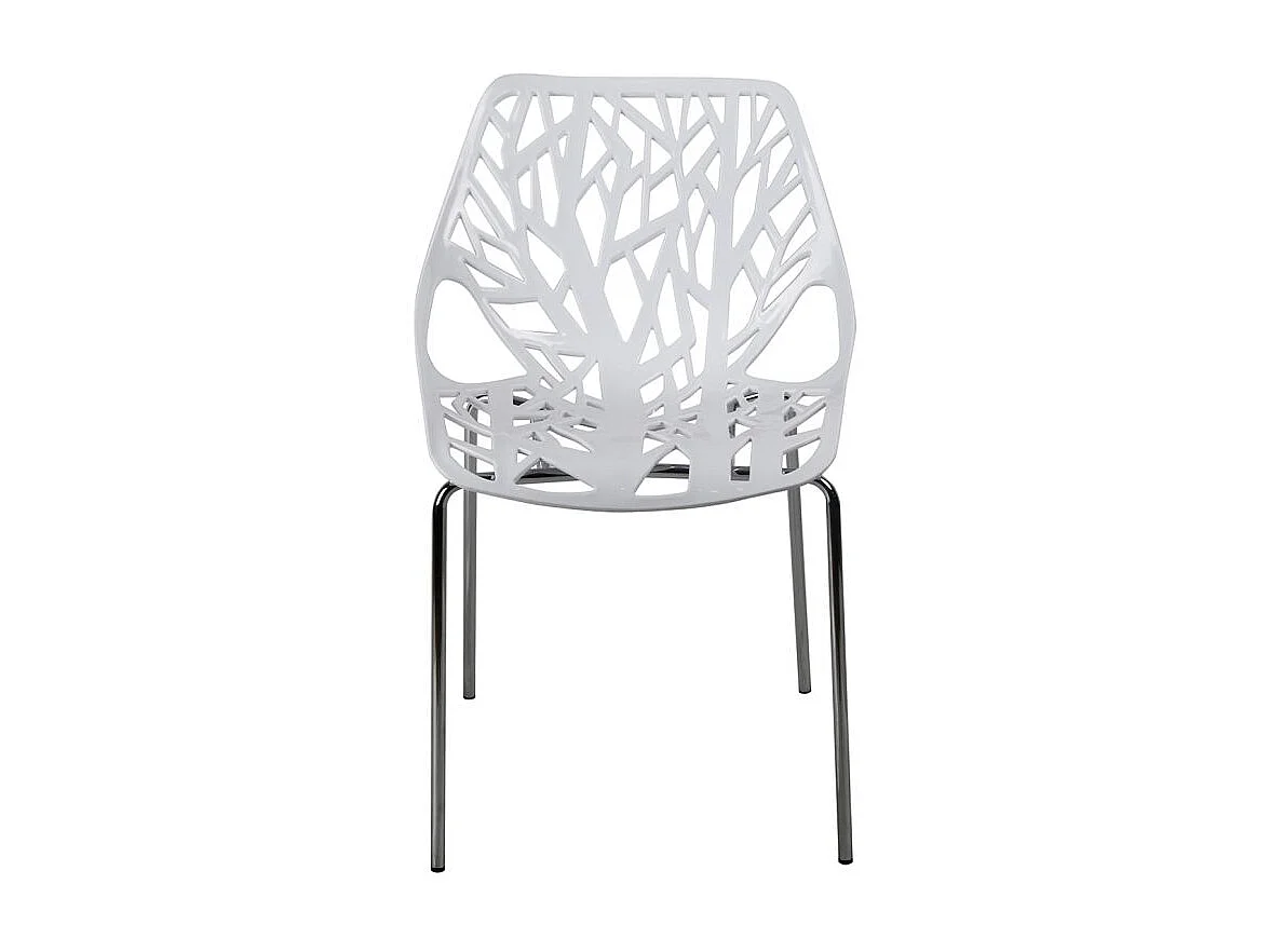 Lot de 4 chaises empilables blanches avec pieds métal chromé - TIMBER