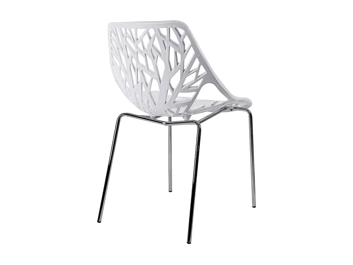 Lot de 4 chaises empilables blanches avec pieds métal chromé - TIMBER