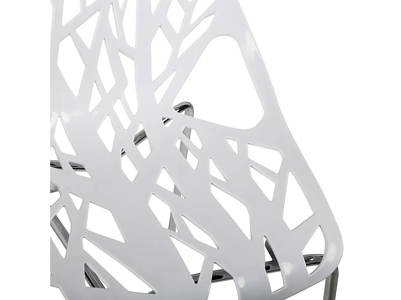 Lot de 4 chaises empilables blanches avec pieds métal chromé - TIMBER