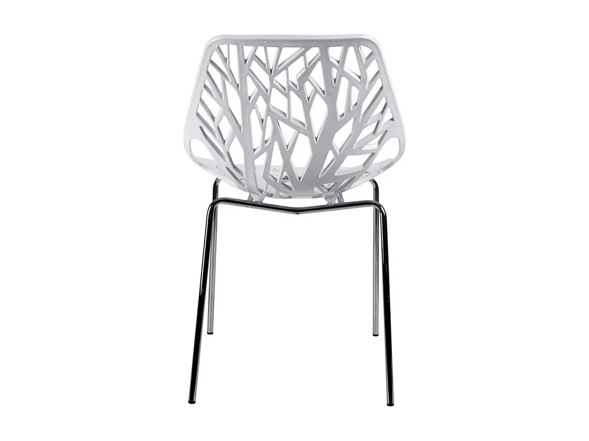 Lot de 4 chaises empilables blanches avec pieds métal chromé - TIMBER