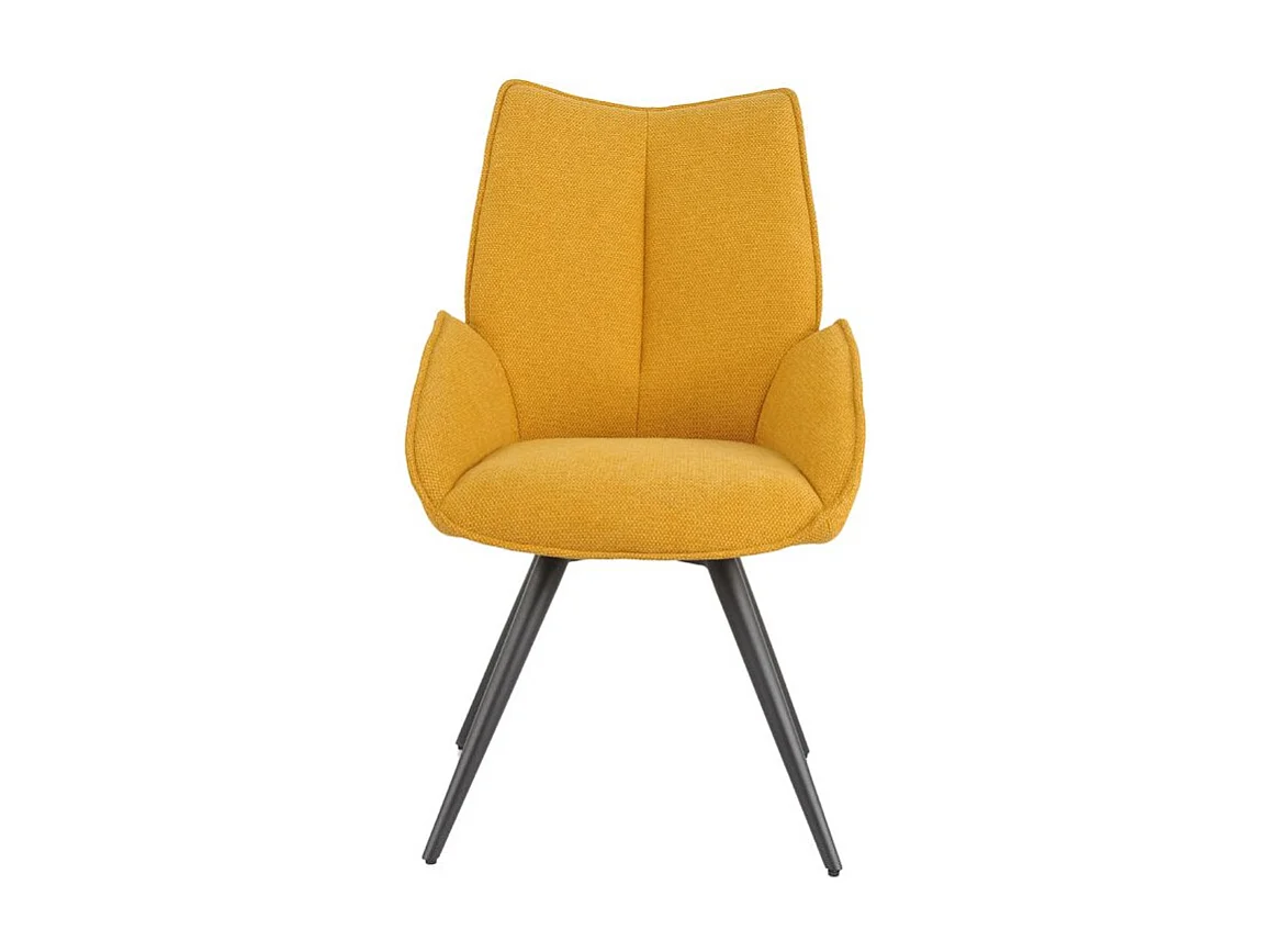 Lot 2 chaises pivotantes 180° tissu moutarde et pieds métal - PALOMA