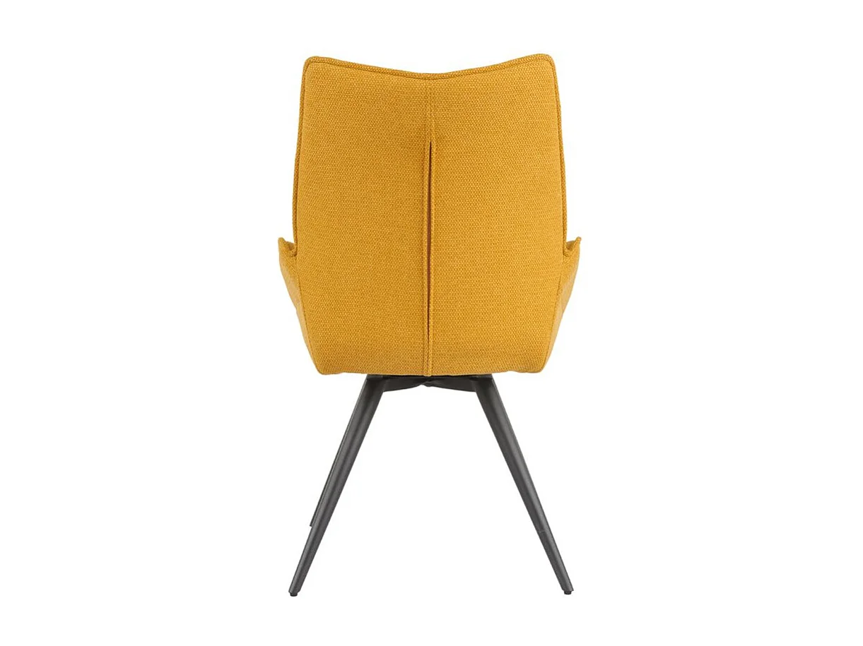 Lot 2 chaises pivotantes 180° tissu moutarde et pieds métal - PALOMA